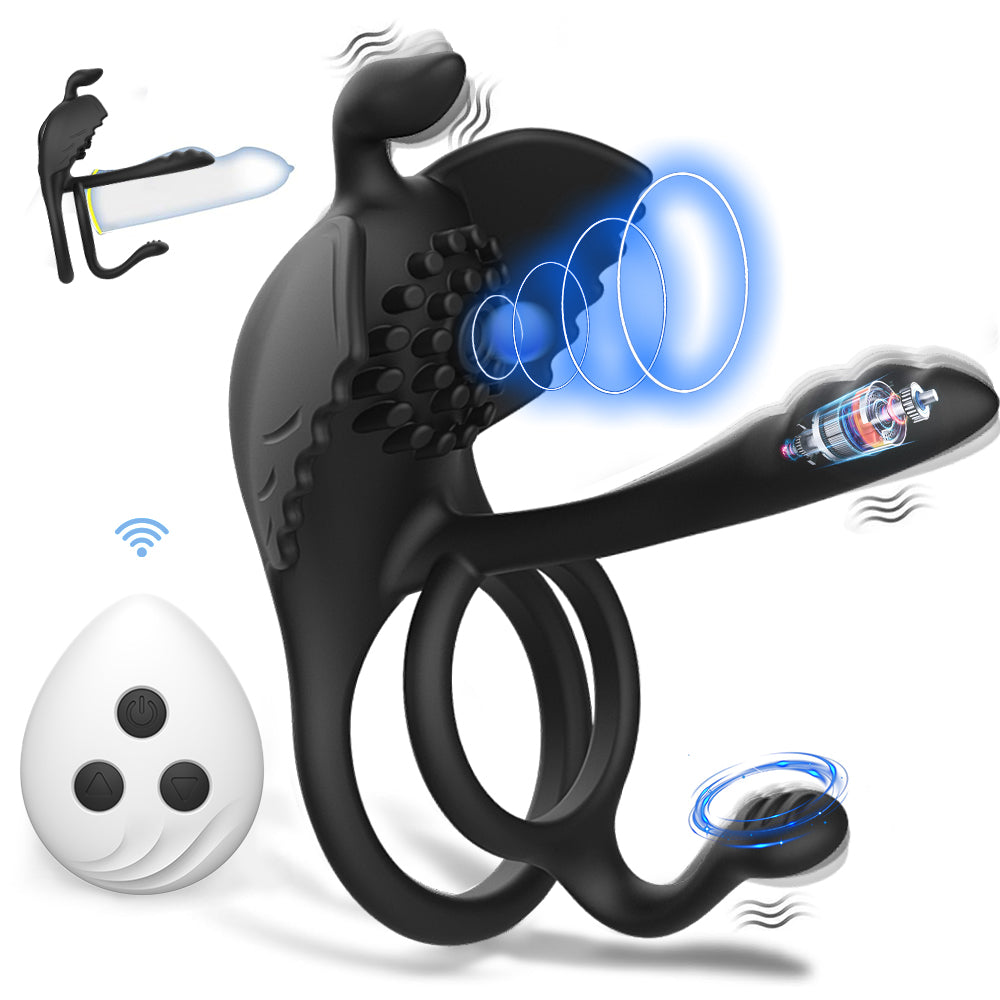 Joyomas - Penis Vibrating Ring Cock 3 in 1 Massage Delayed Ejaculation Citoral Stimulator Flirt Masturbation