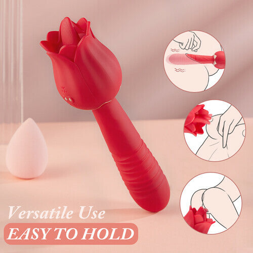 Joyomas - Rose Low Noise 5 Thrusting & Vibrating 7 Tongue Licking Vibrator