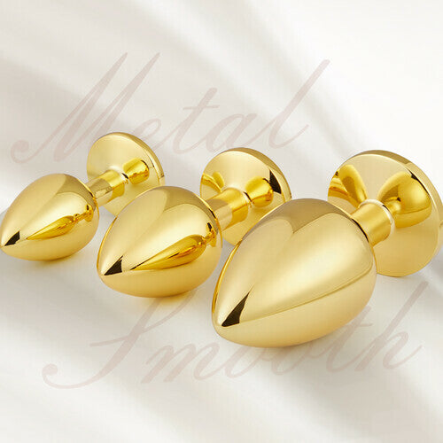 Joyomas - 3 Pieces Gold Jewelled Aluminium Butt Plug