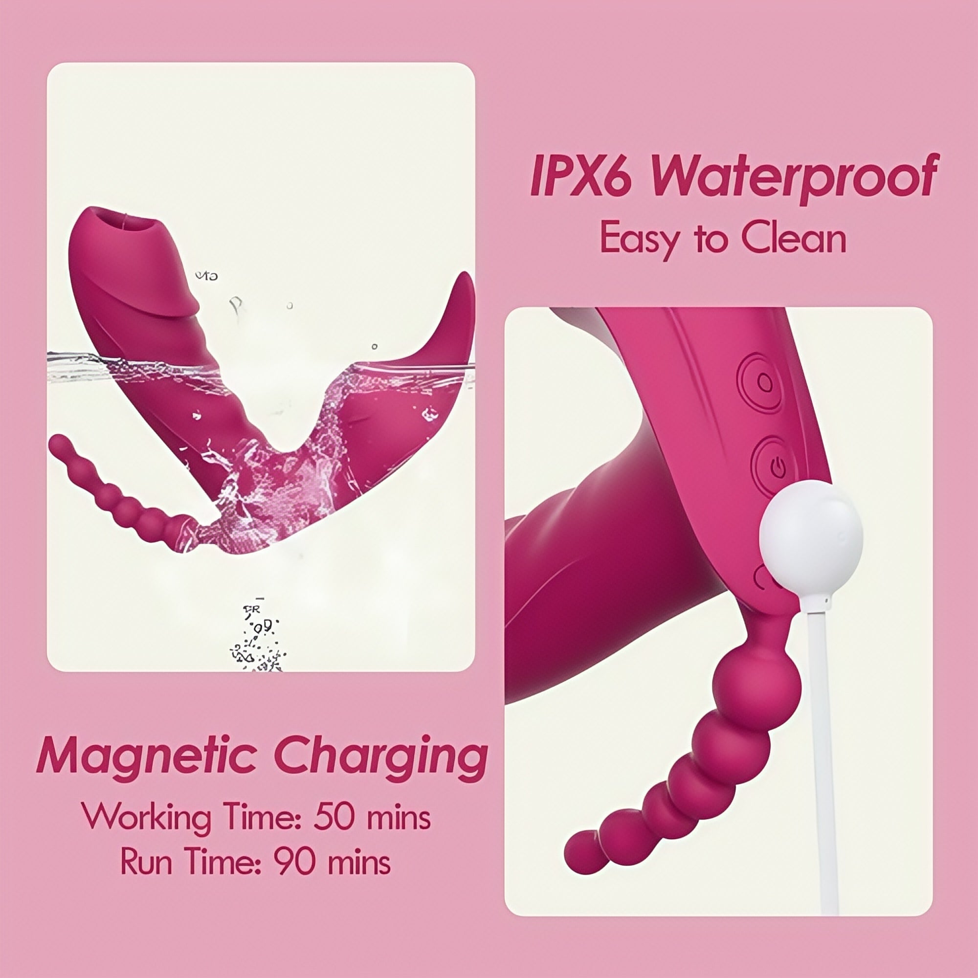 Joyomas - 10 Sucking Heating Vibrating Wearable Clitoral G-spot Anal Bead Vibrator