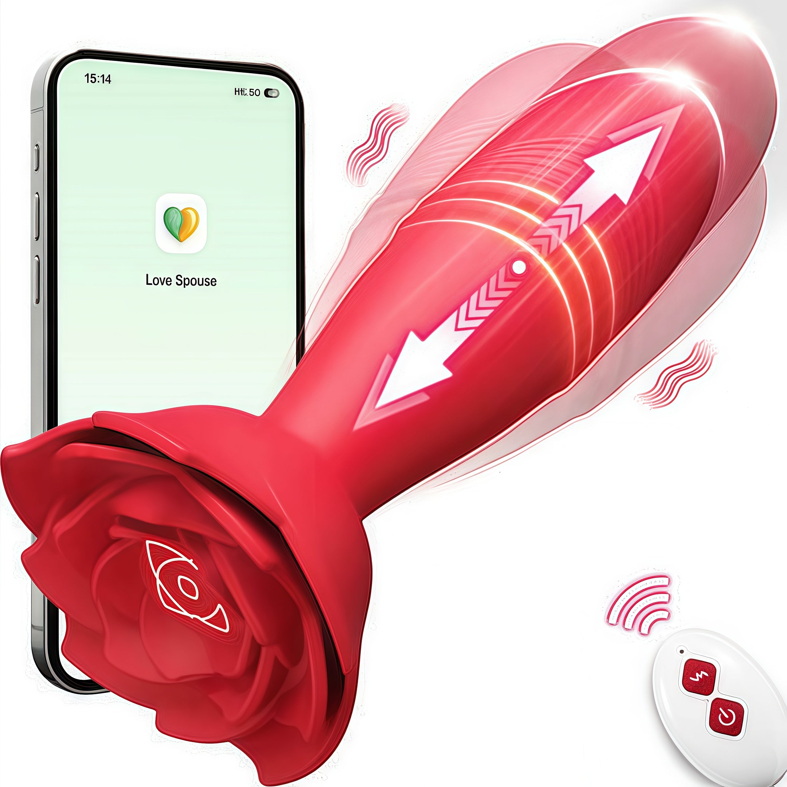 Joyomas - Rose Sex Toy Anal Plug APP Thrusting Vibrators, Remote Control Anal Sex Toy
