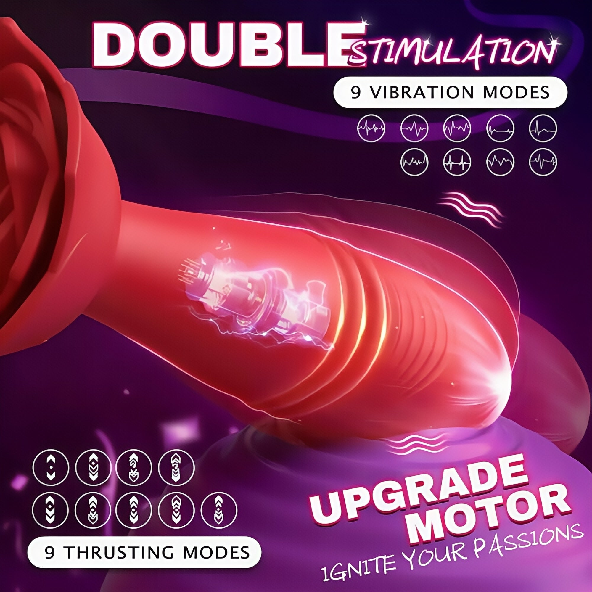 Joyomas - Rose Sex Toy Anal Plug APP Thrusting Vibrators, Remote Control Anal Sex Toy