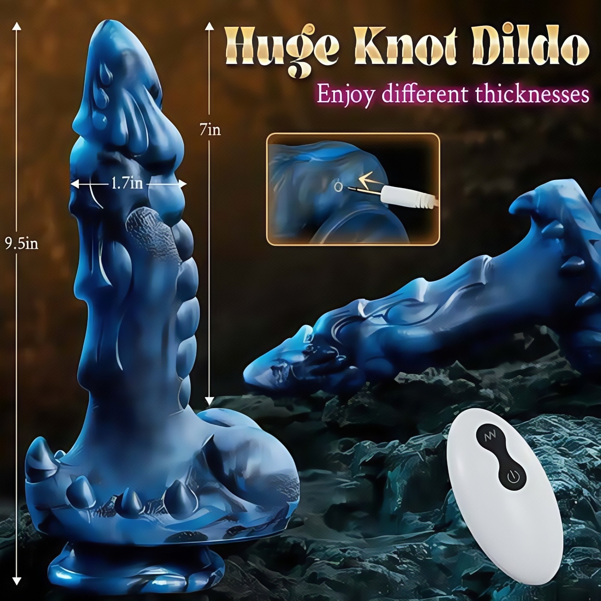 Joyomas - 8 Thrusting Vibrating Swing Heating Huge Dildo with Suction Cup 9.5 Inch