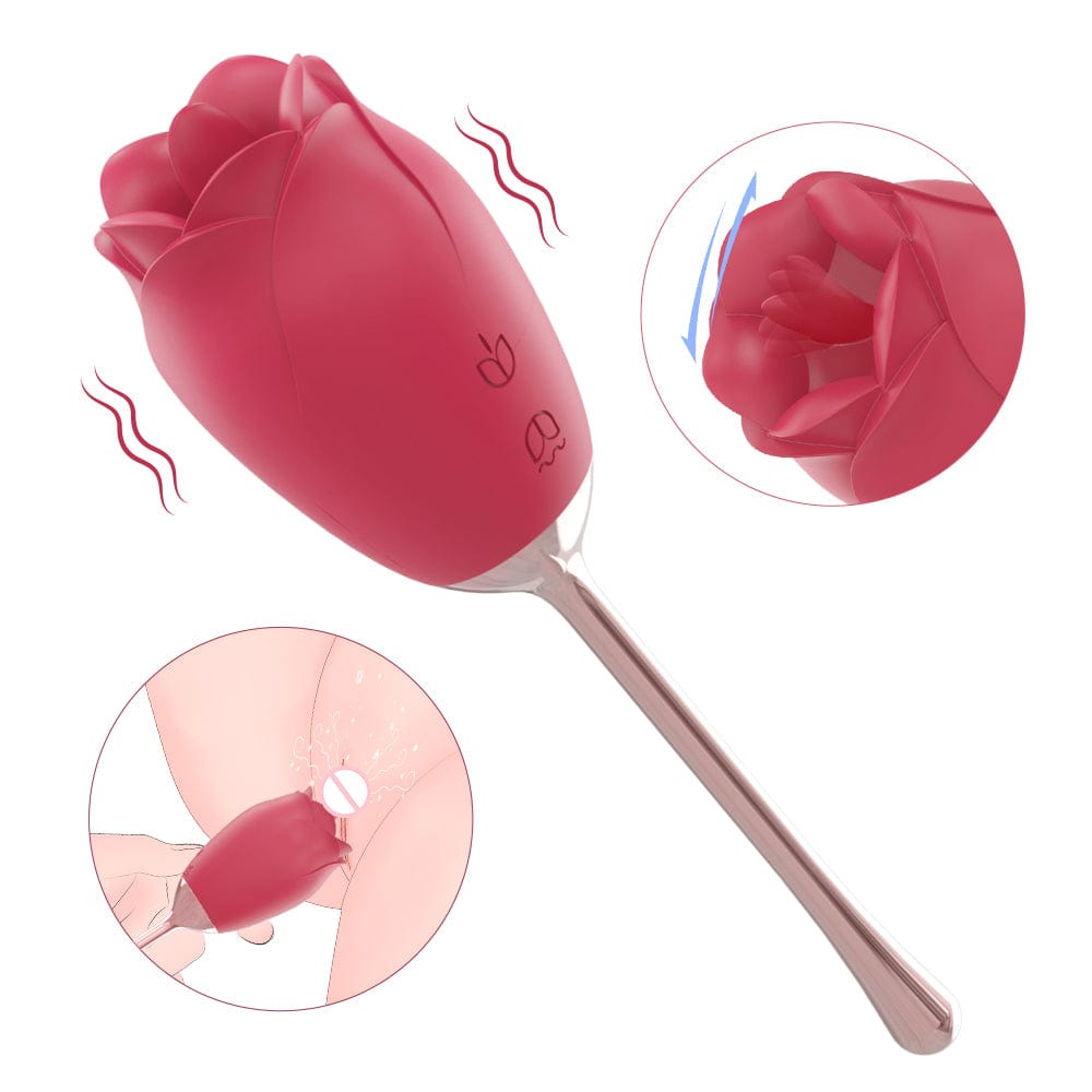 Joyomas - Silicone Rose Vibrator With Tongue Licking for Women