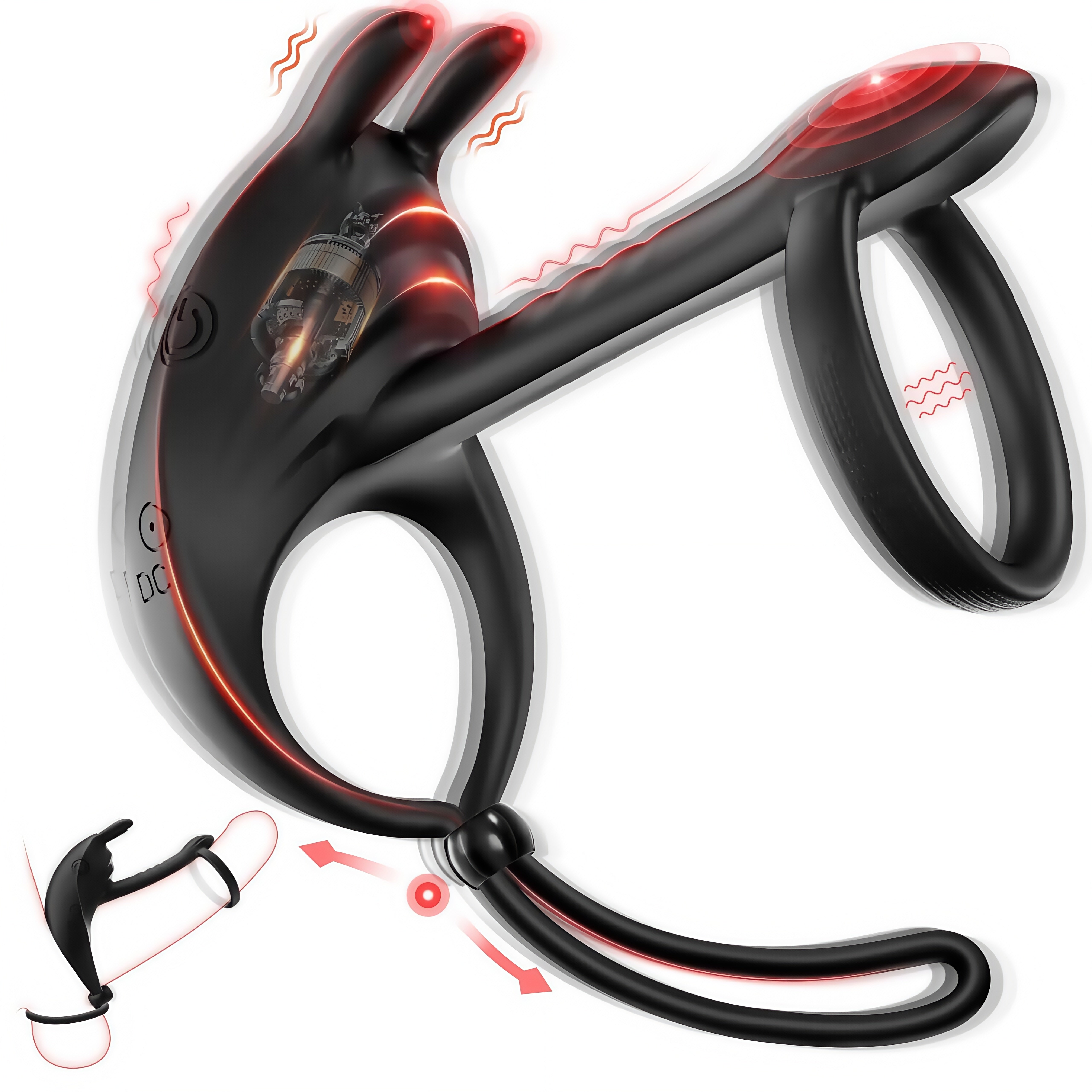 Joyomas - Bunny Ring Vibrating Cock Ring with 2 Penis Ring Penis Sleeve Men's Sex Toys