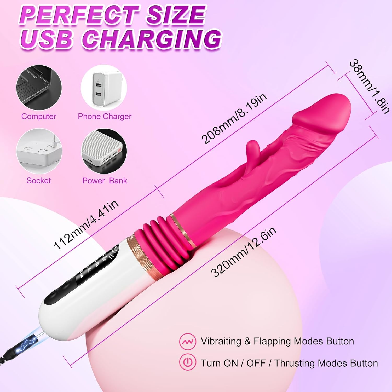 Joyomas - Telescopic Thrust Dildo Machine With 5 Thrusts And 8 Vibration Modes