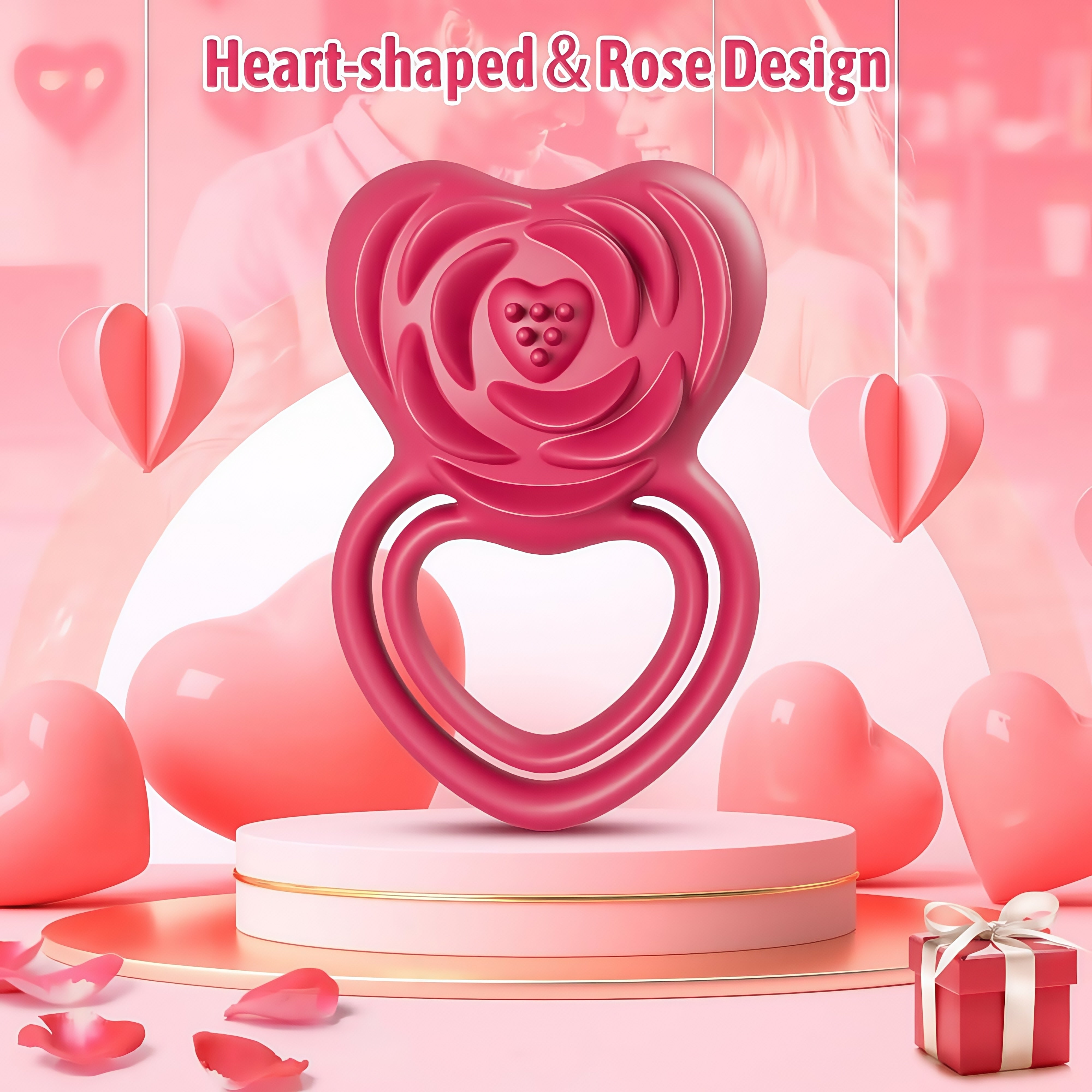 Joyomas - 2 in 1 Vibrating Cock Ring Rose Vibrator