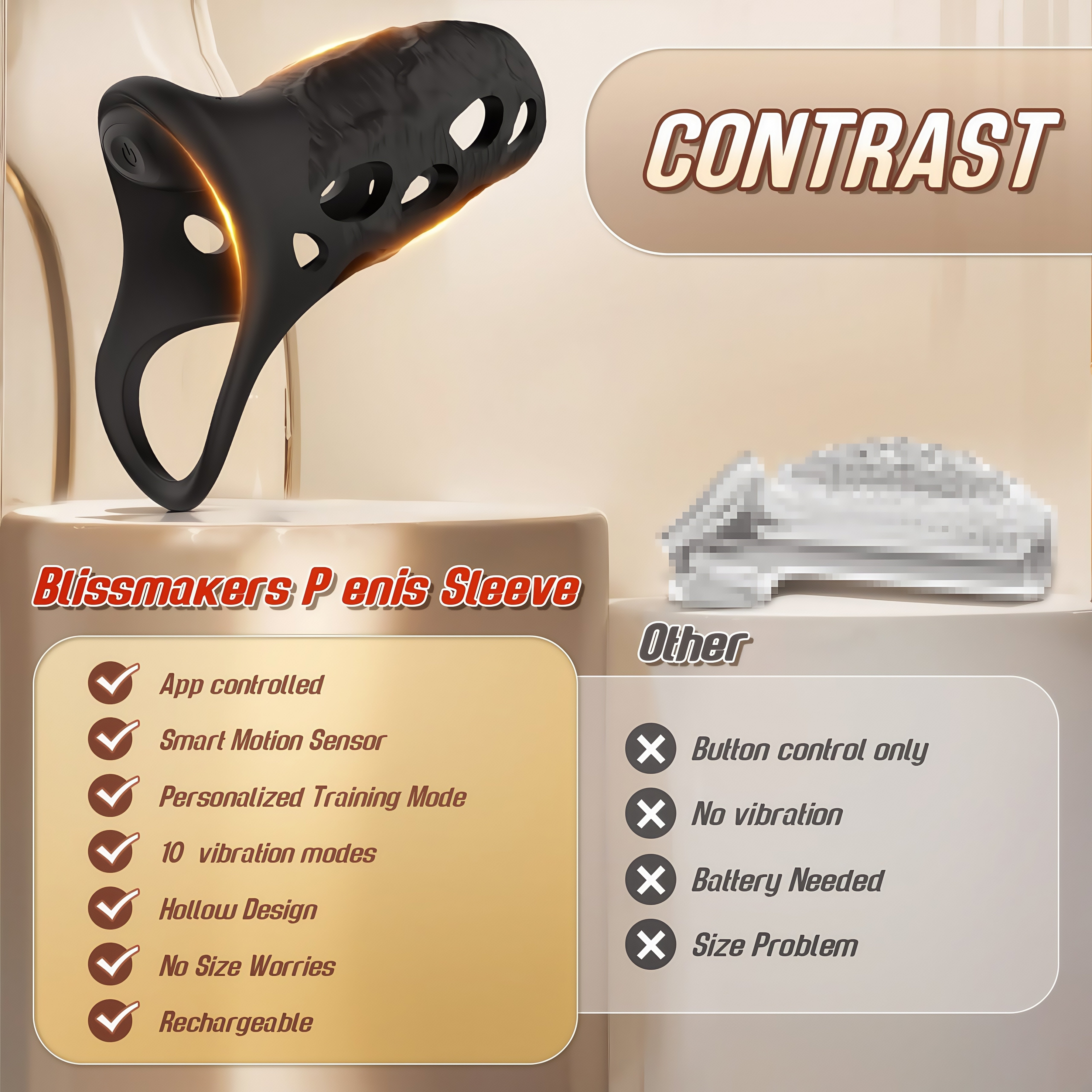 Joyomas - App Controlled Male Sex Toy 10 Vibration Modes App Support Waterproof