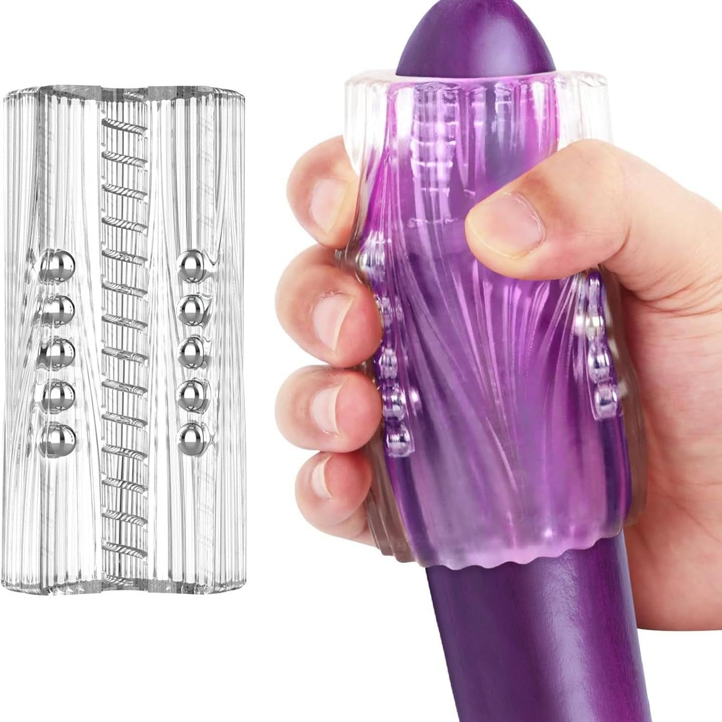 Joyomas - Manual Suction Penis Sleeve Blowjob Male Masturbators with 15 Extruded Beads