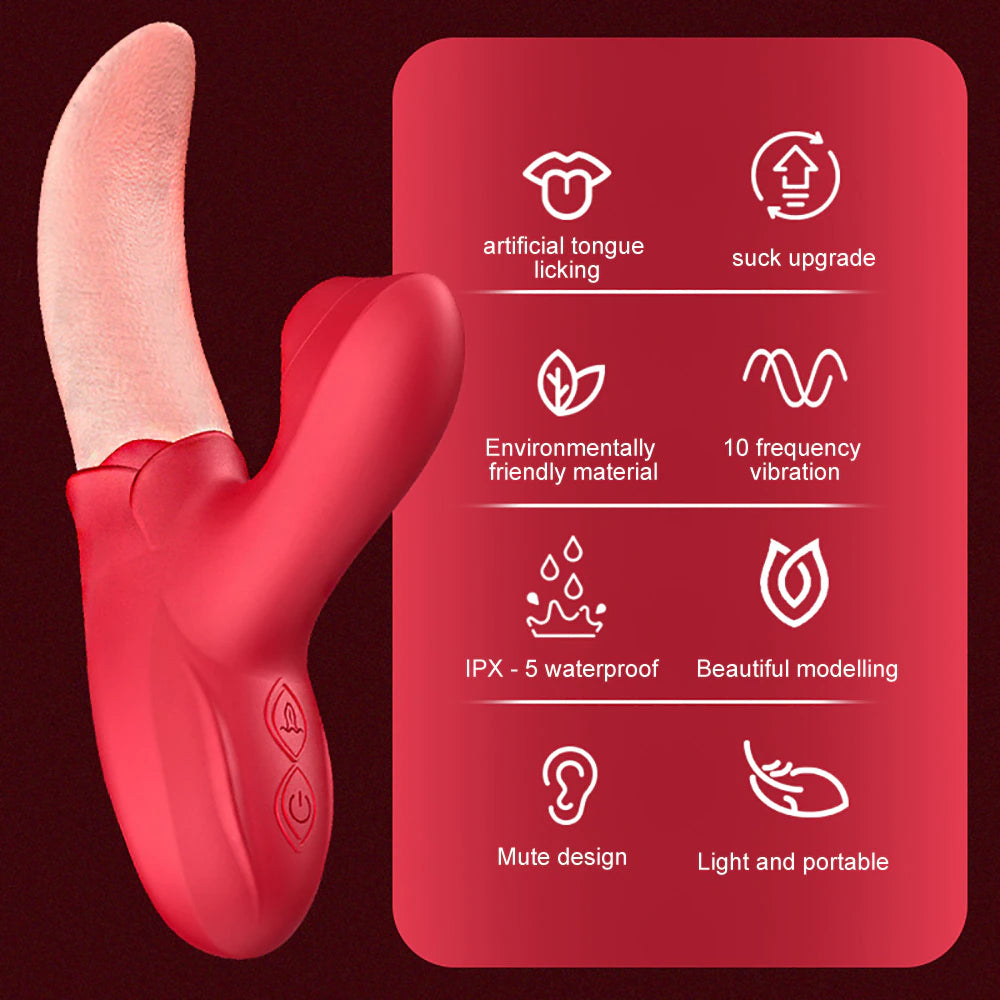 Joyomas - Rose Generation Ⅱ Tongue Licking Vibrator Clit Sucking G Spot Stimulator Nipple Massager