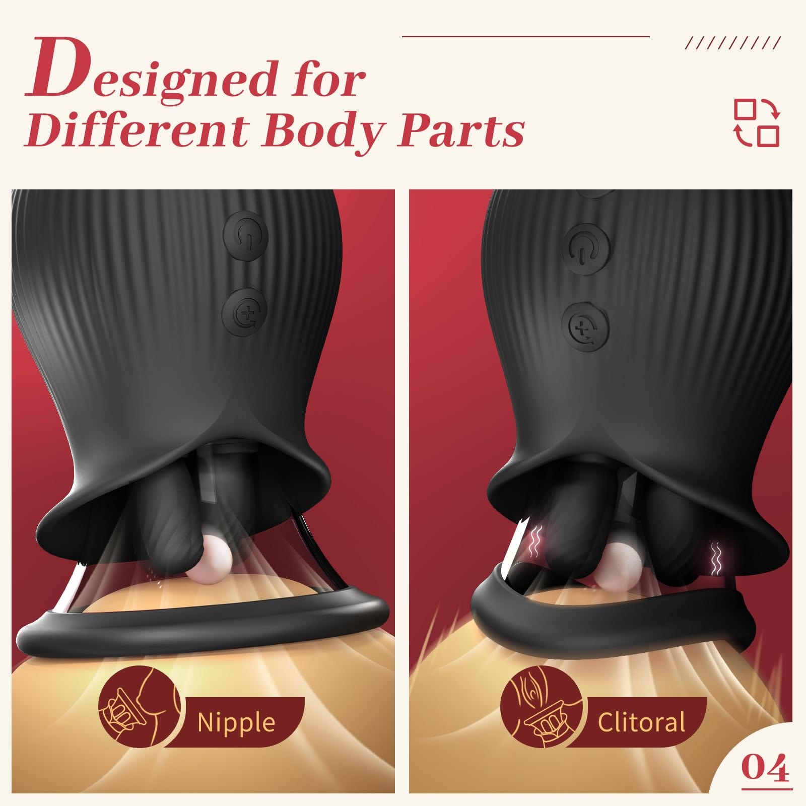 Joyomas - Rose Romeo - 3in1 Rose Sex Toy with 2 Suction Cups, Adult Toys Female Clitoral Nipple Vibrators with 10 Licking Sucking Vibrating