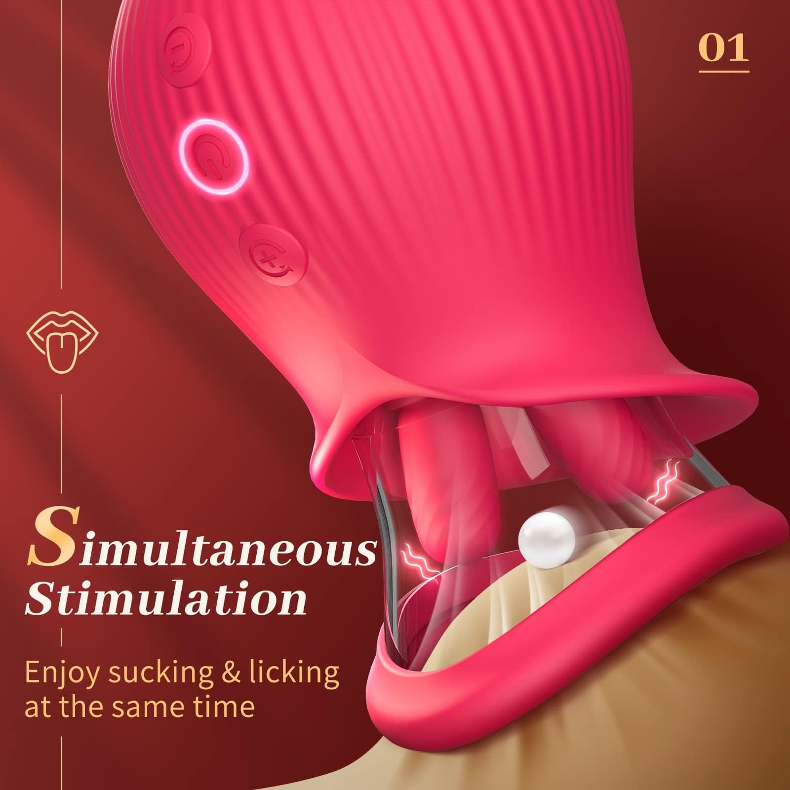 Joyomas - Rose Romeo - 3in1 Rose Sex Toy with 2 Suction Cups, Adult Toys Female Clitoral Nipple Vibrators with 10 Licking Sucking Vibrating