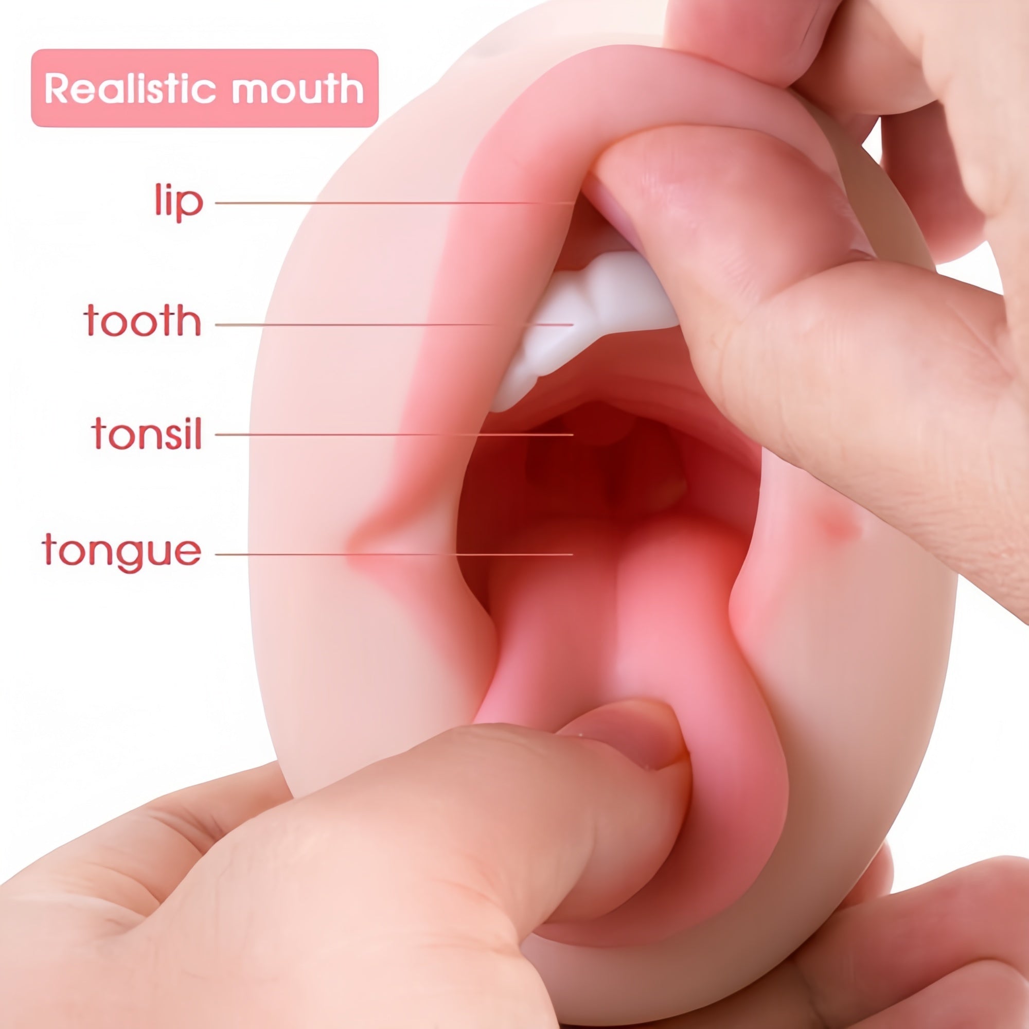 Joyomas - 5.9 Inch Pocket Pussy Realistic Mouth with 3D Teeth and Tongue