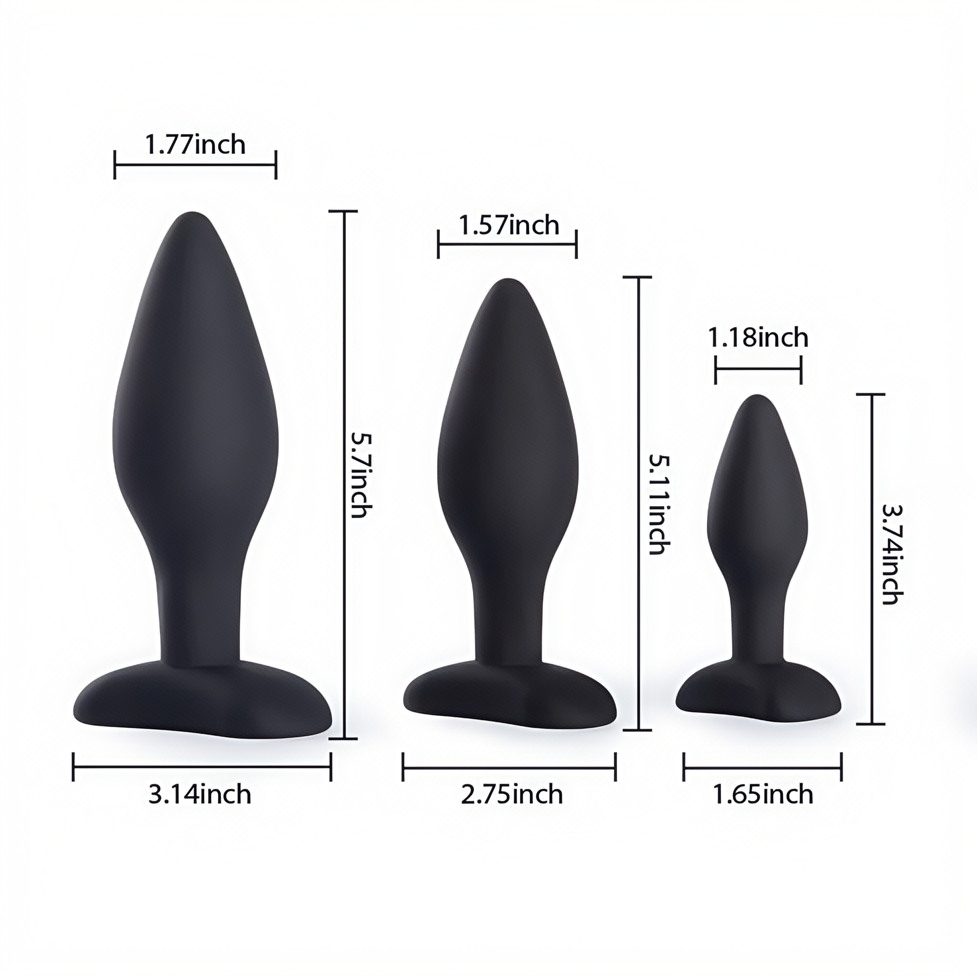 Joyomas - Pleasure Anal Training Silicone Classic Butt Plugs Set (3 Pieces)
