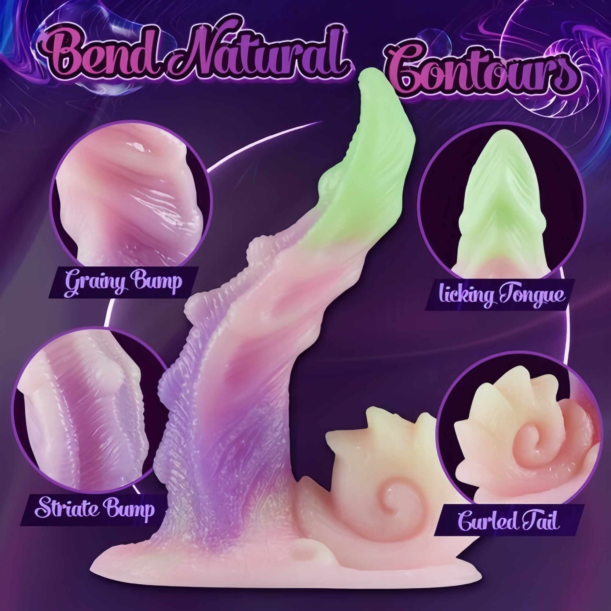 Joyomas - Zane Bendy Snail Silicone Rainbow Dildo with Big Suction Cup 7.48 Inch