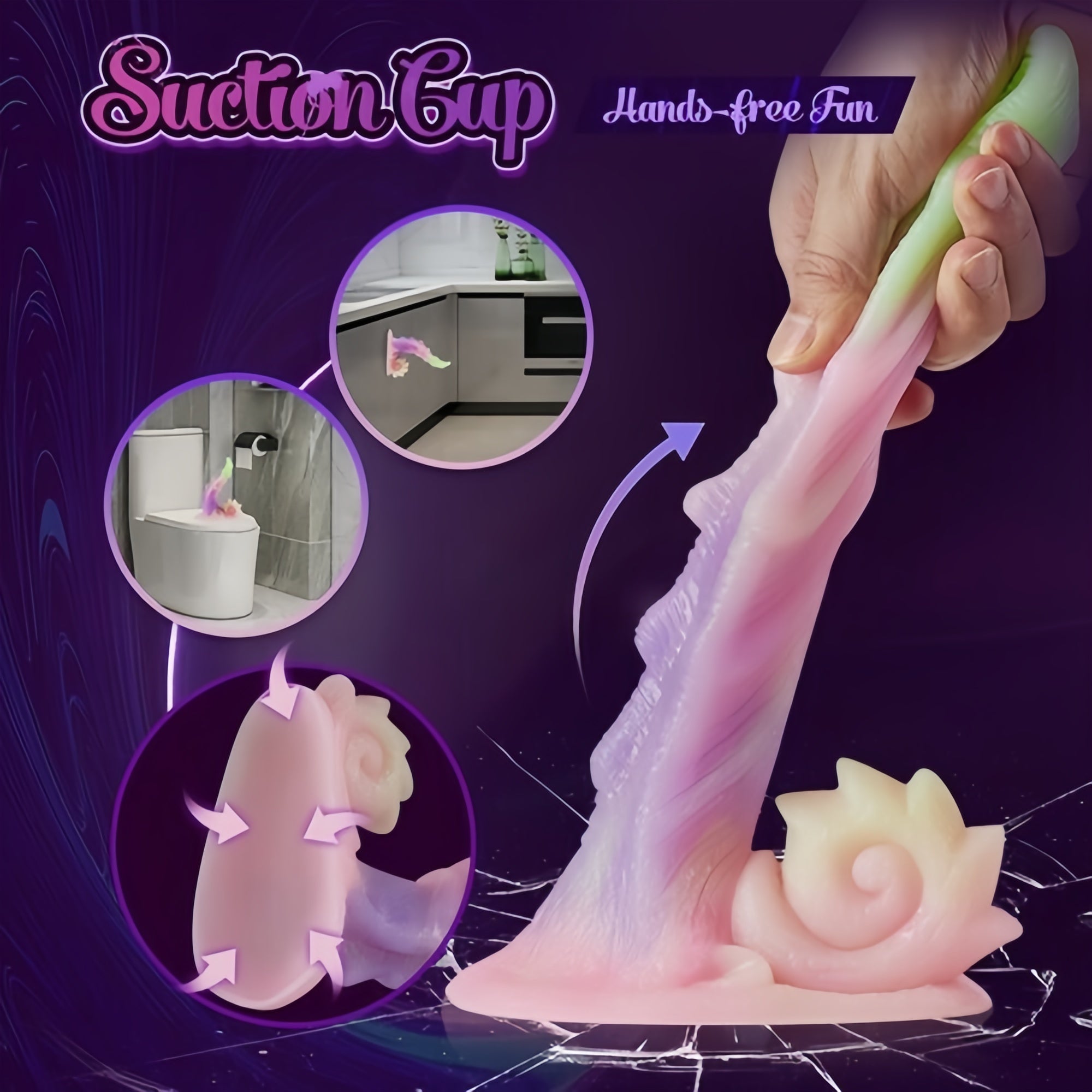 Joyomas - Zane Bendy Snail Silicone Rainbow Dildo with Big Suction Cup 7.48 Inch