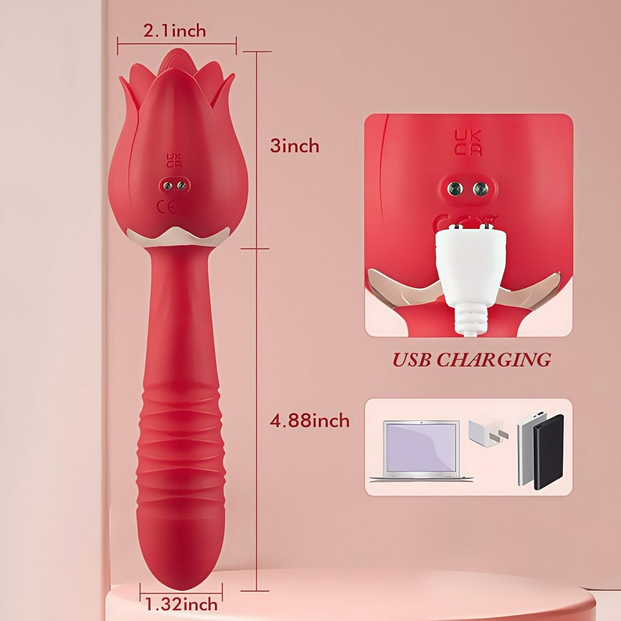 Joyomas - Rose Low Noise 5 Thrusting & Vibrating 7 Tongue Licking Vibrator