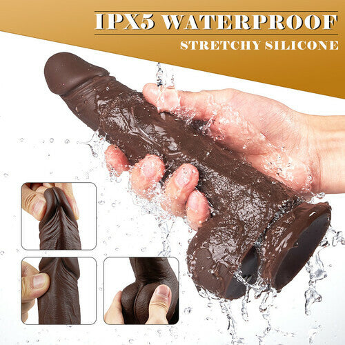 Joyomas - 8 Thrusting & Vibrating & Swing Realistic Black Dildo 8.70 Inch