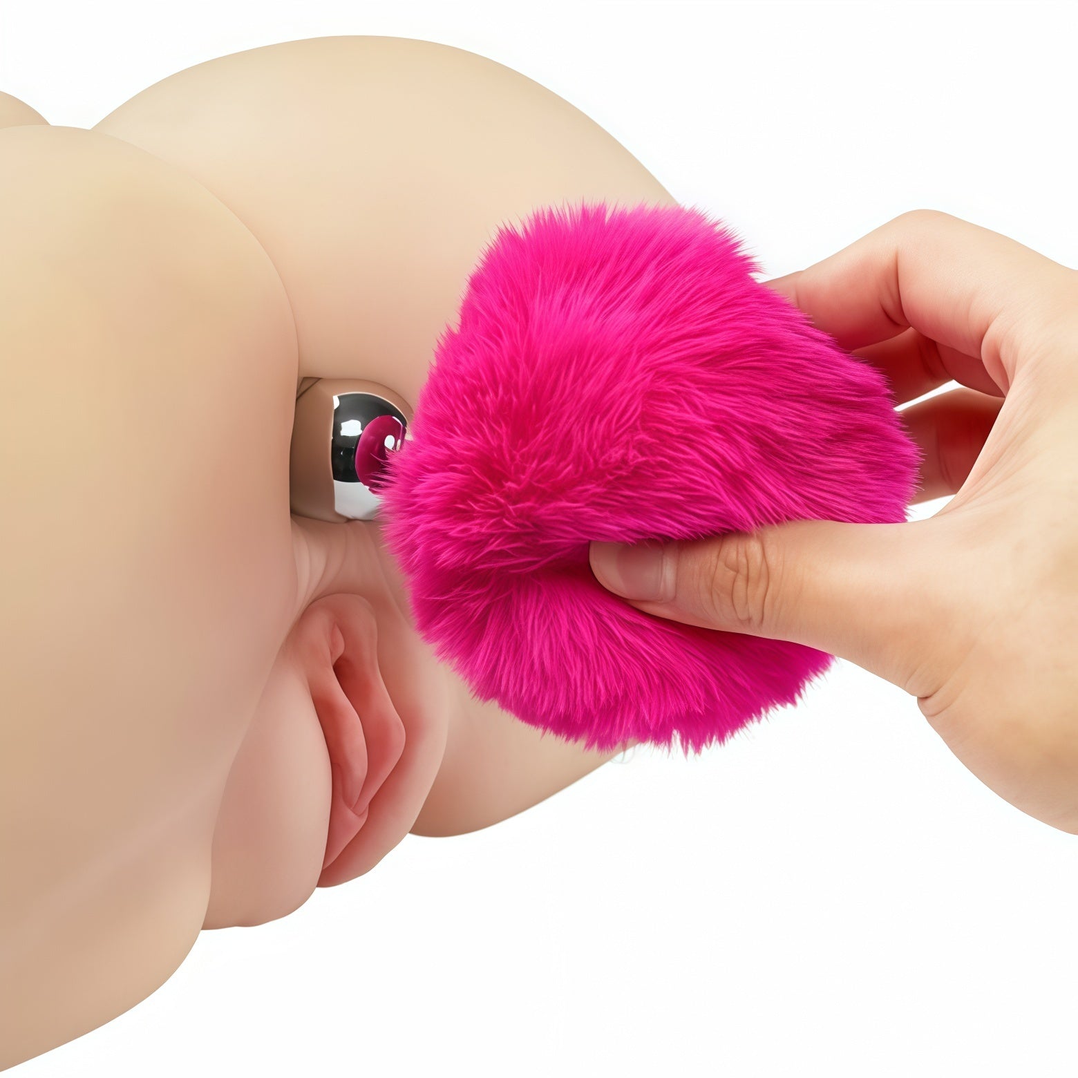 Joyomas - Metal Pink Hairball Base Butt Plug for Experienced Men or Women 5.51 Inch