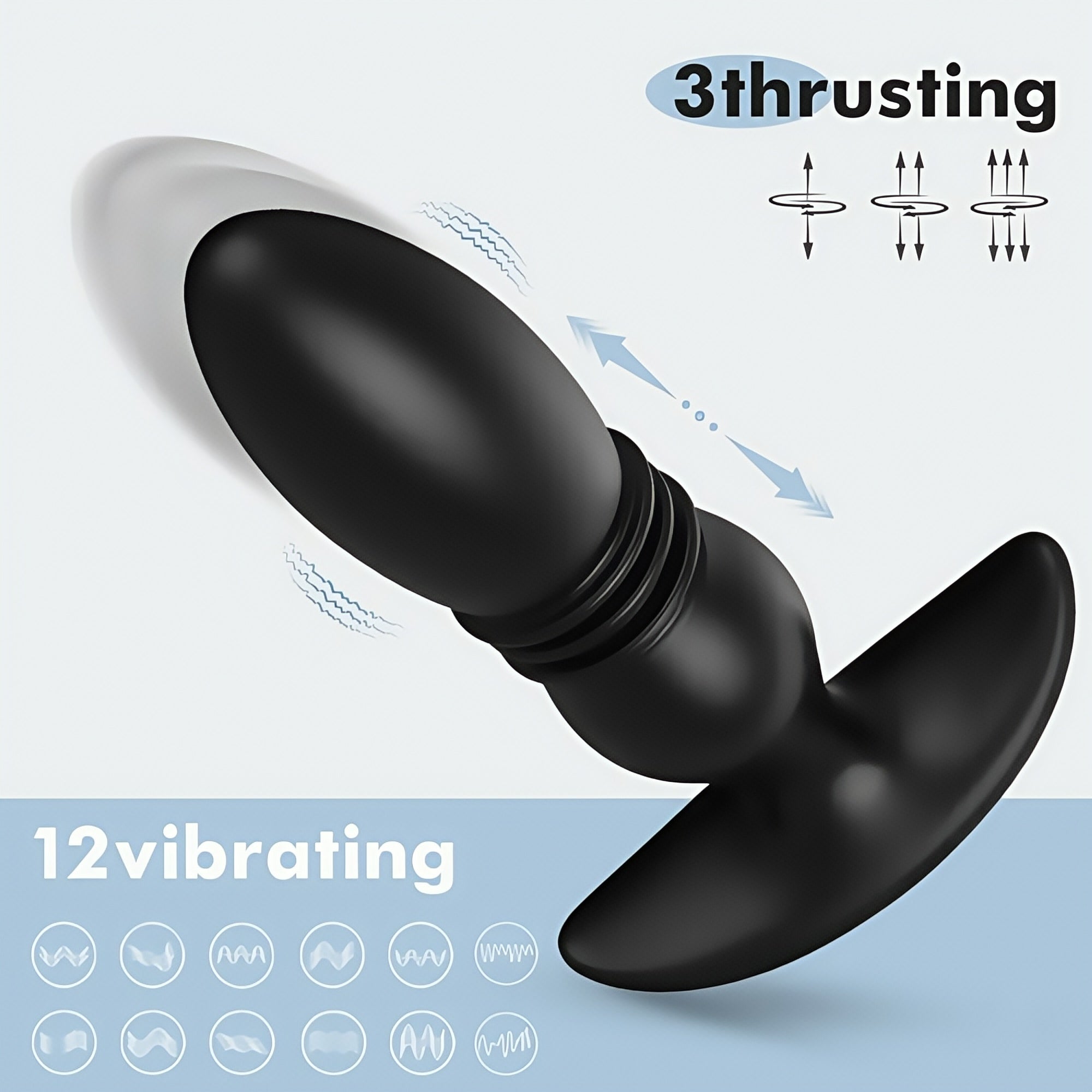 Joyomas - 3 Thrusting 12 Vibrating Silicone Prostate Massager with Remote Control