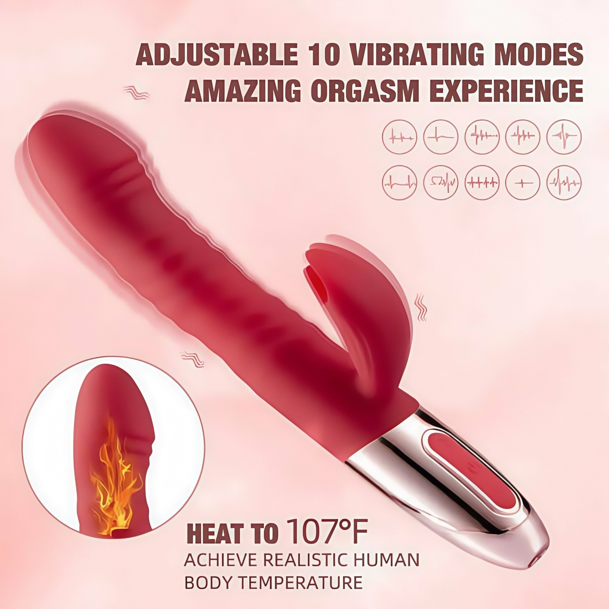 Joyomas - Retractable Burgundy G-Spot Heated Vibrator
