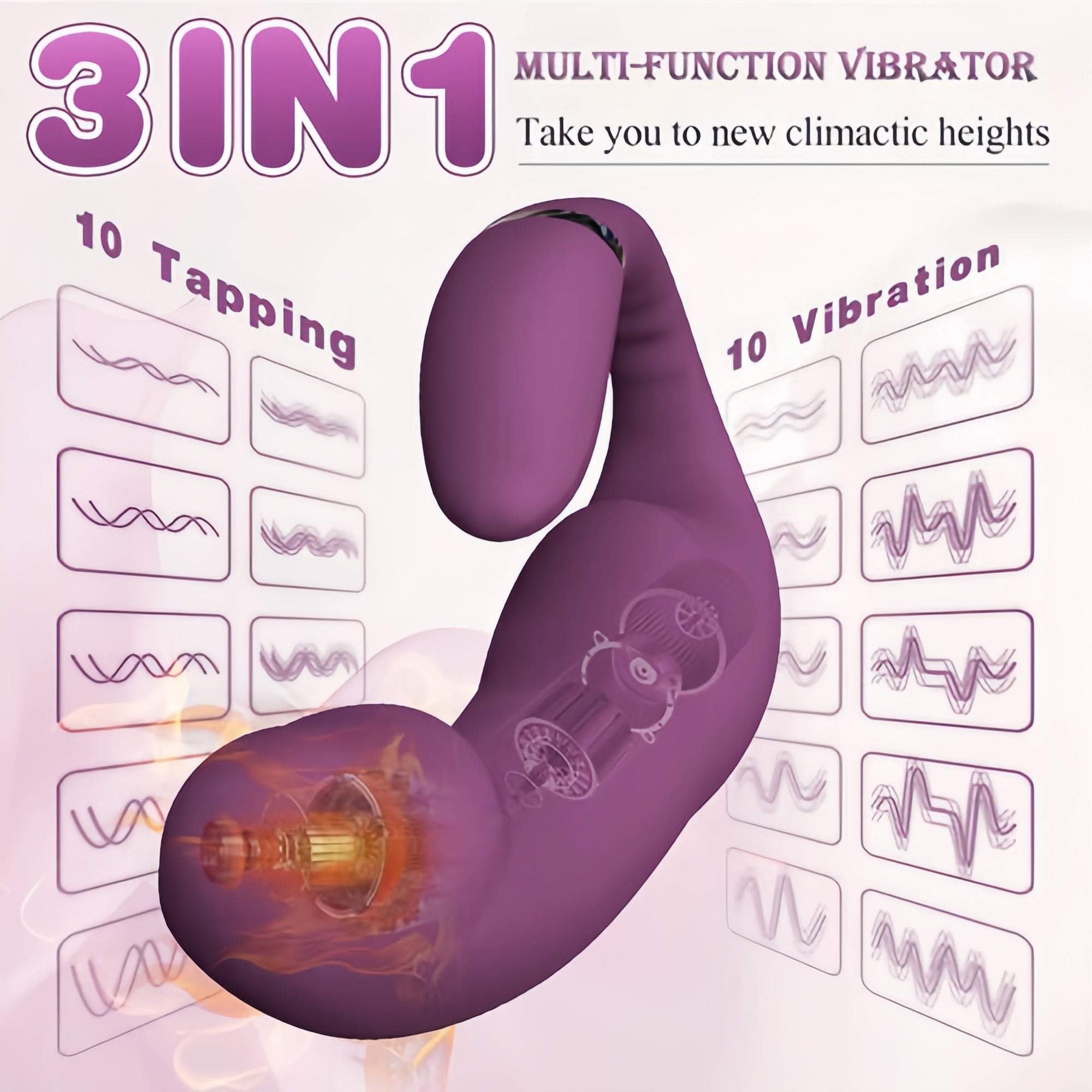 Joyomas - 3 IN 1 Elegant G-Spot Heating Vibrator Clit Rubbing Massager