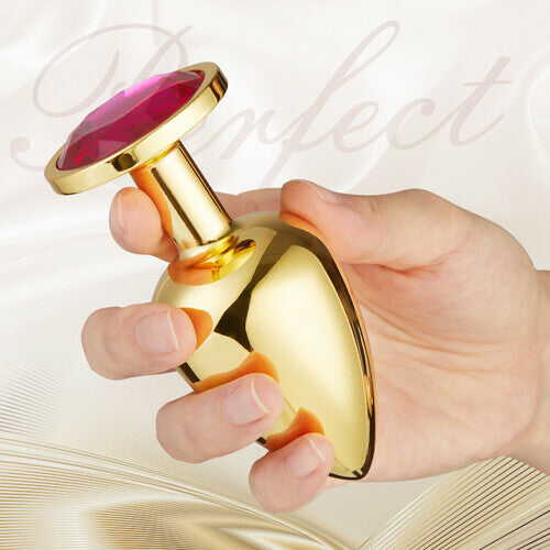 Joyomas - 3 Pieces Gold Jewelled Aluminium Butt Plug