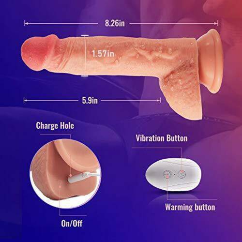 Joyomas - Thrusting Dildo Vibrator with Rotation and Heating Sex Toys 8.26 Inch