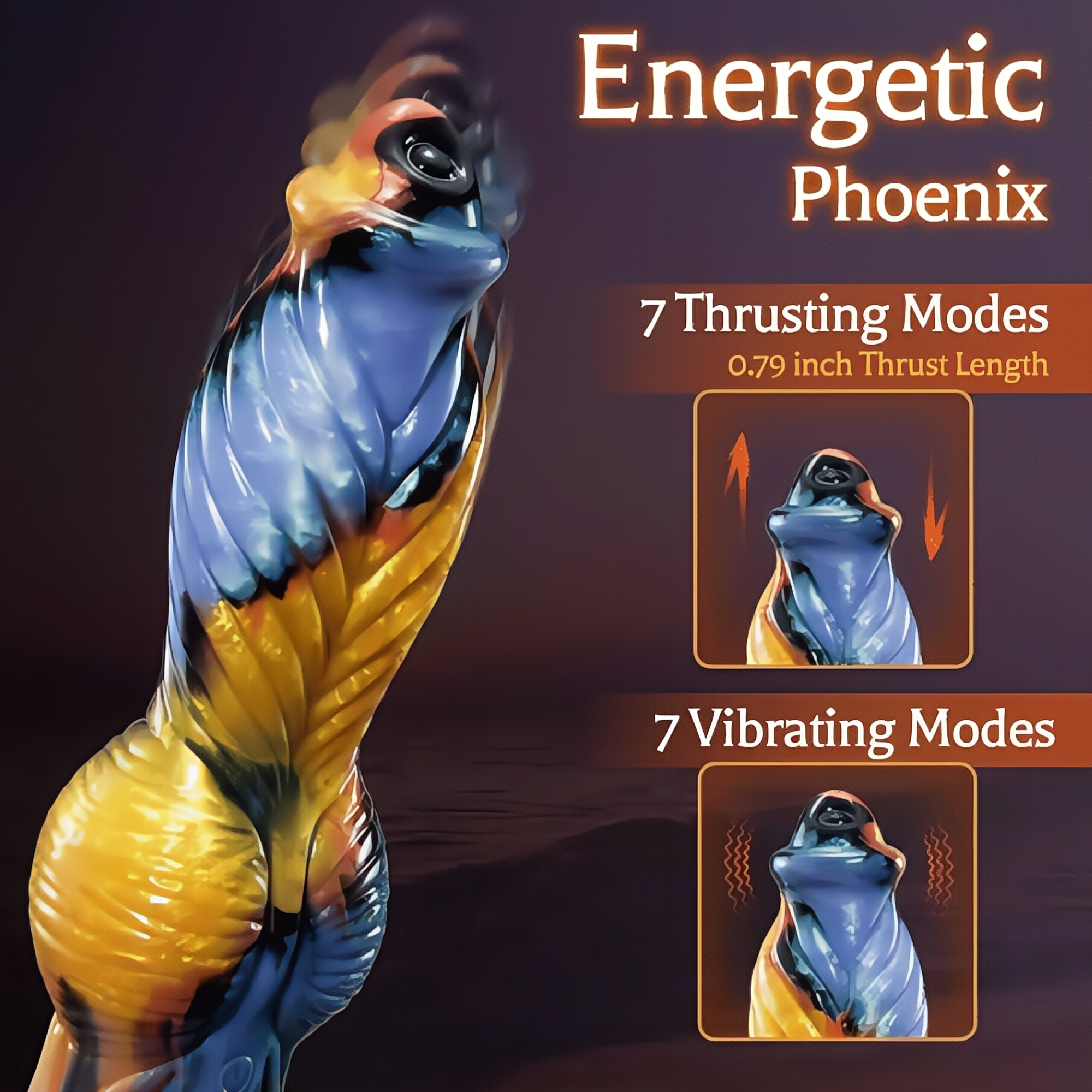 Joyomas - Phoenix Animal Texture 7 Thrusting Vibrating Big Sucker Monster Dildo 10.23 Inch