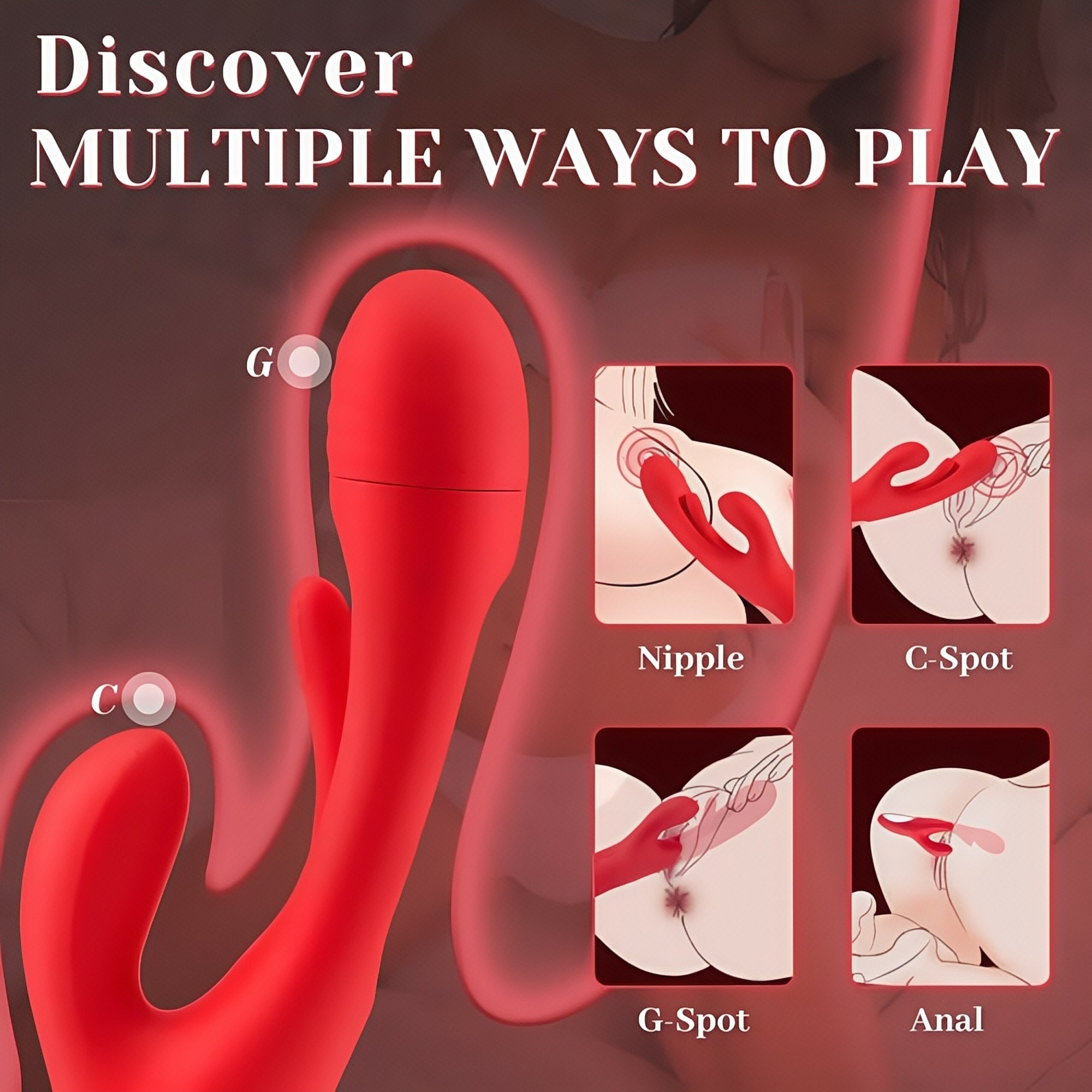Joyomas - 3 in 1 G-spot 7 Tongue-like Hollow Tapping Rabbit Vibrator