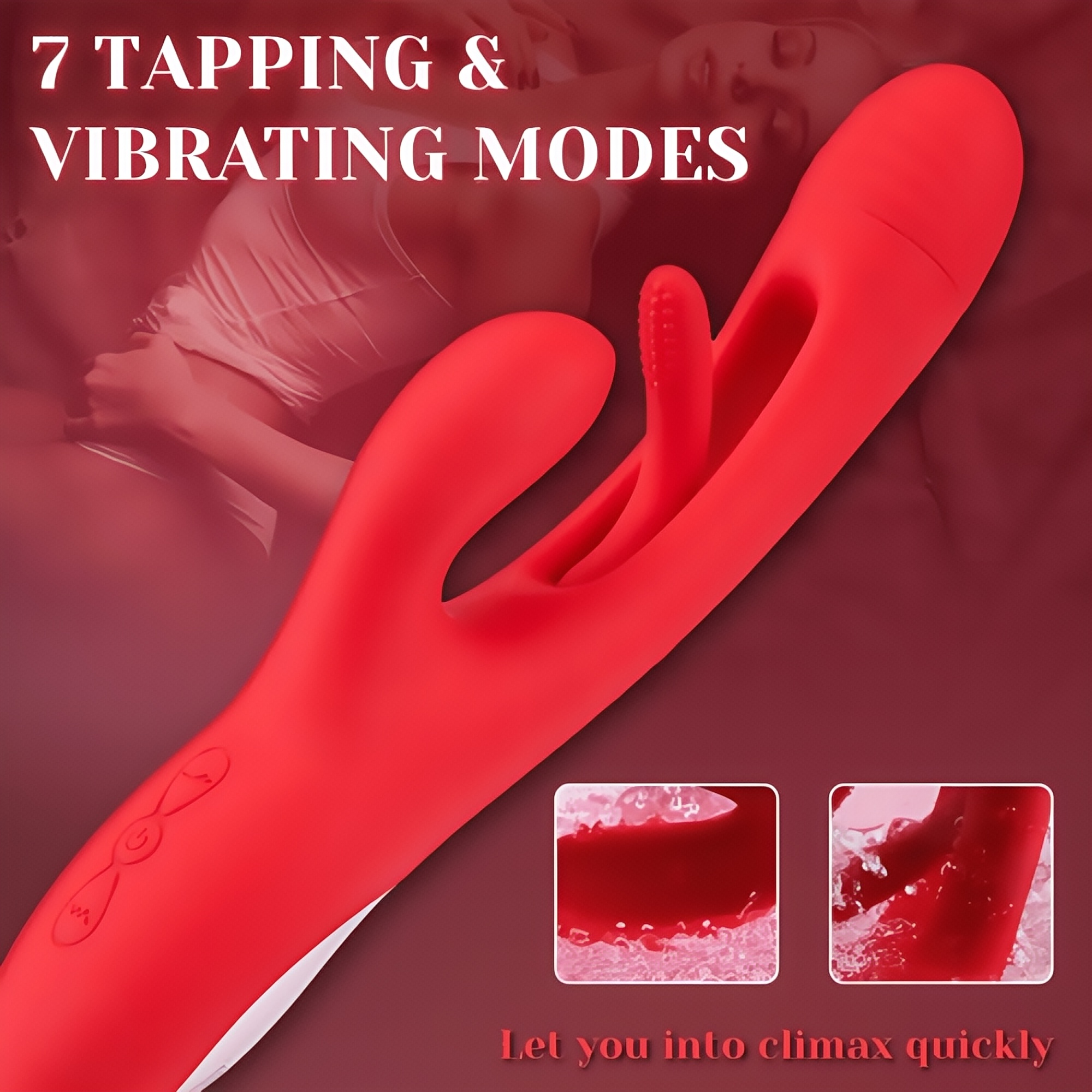 Joyomas - 3 in 1 G-spot 7 Tongue-like Hollow Tapping Rabbit Vibrator