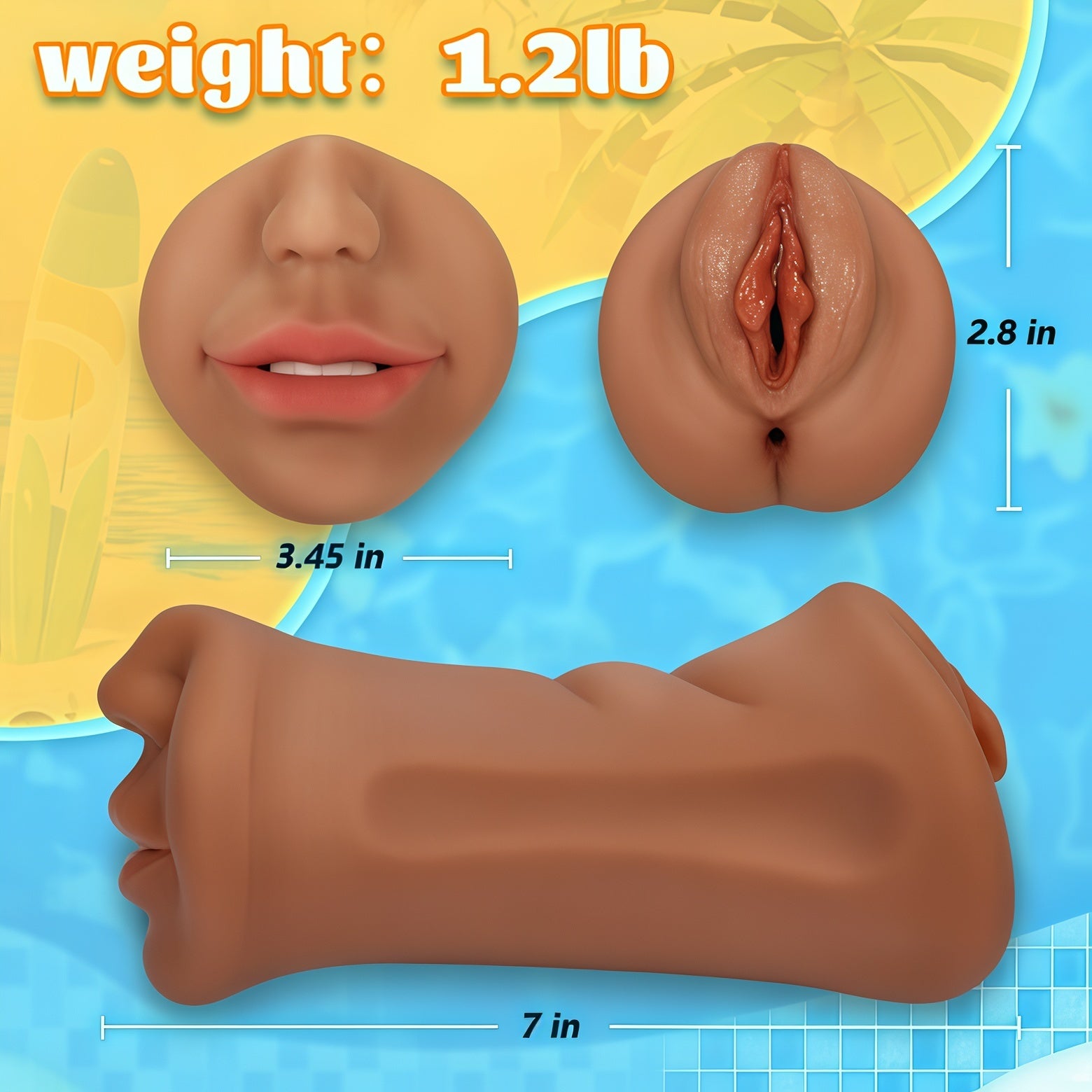 Joyomas -  7.4-Inch Three Channel Mouth Vaginal Anal Pocket Pussy