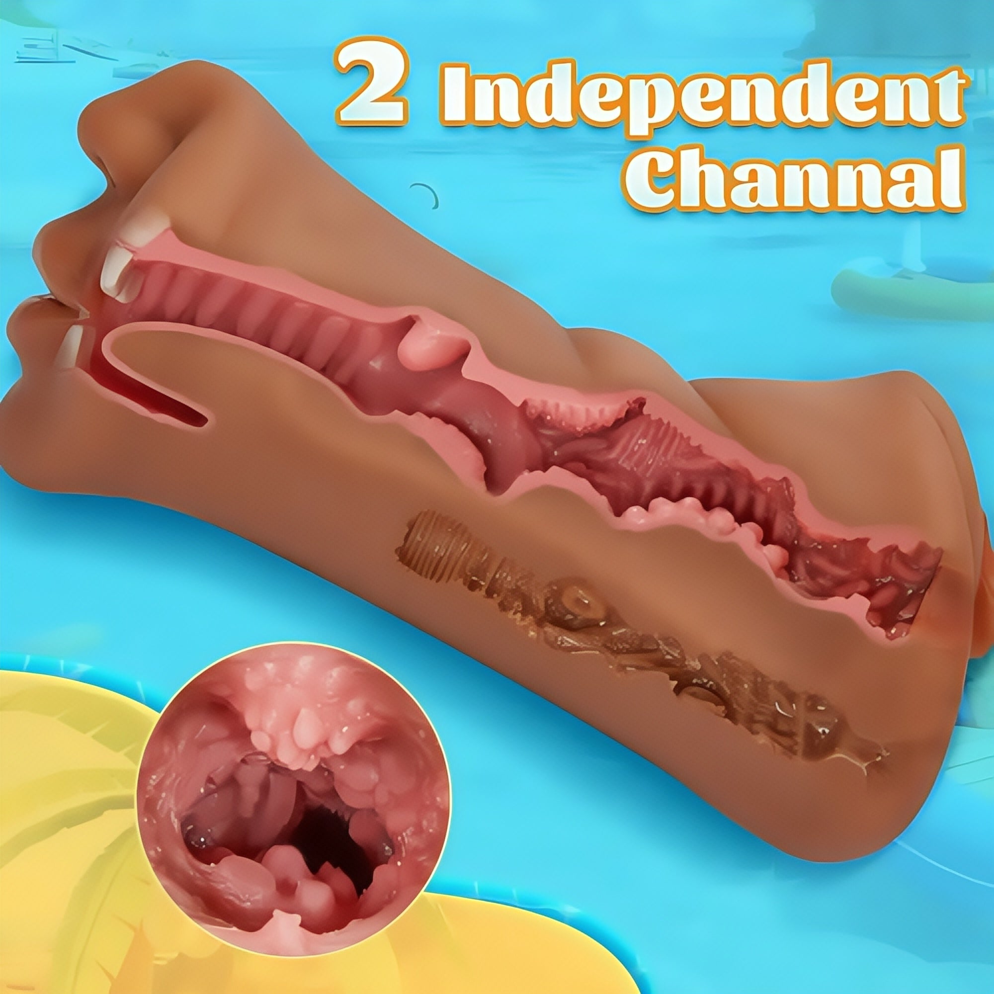 Joyomas -  7.4-Inch Three Channel Mouth Vaginal Anal Pocket Pussy