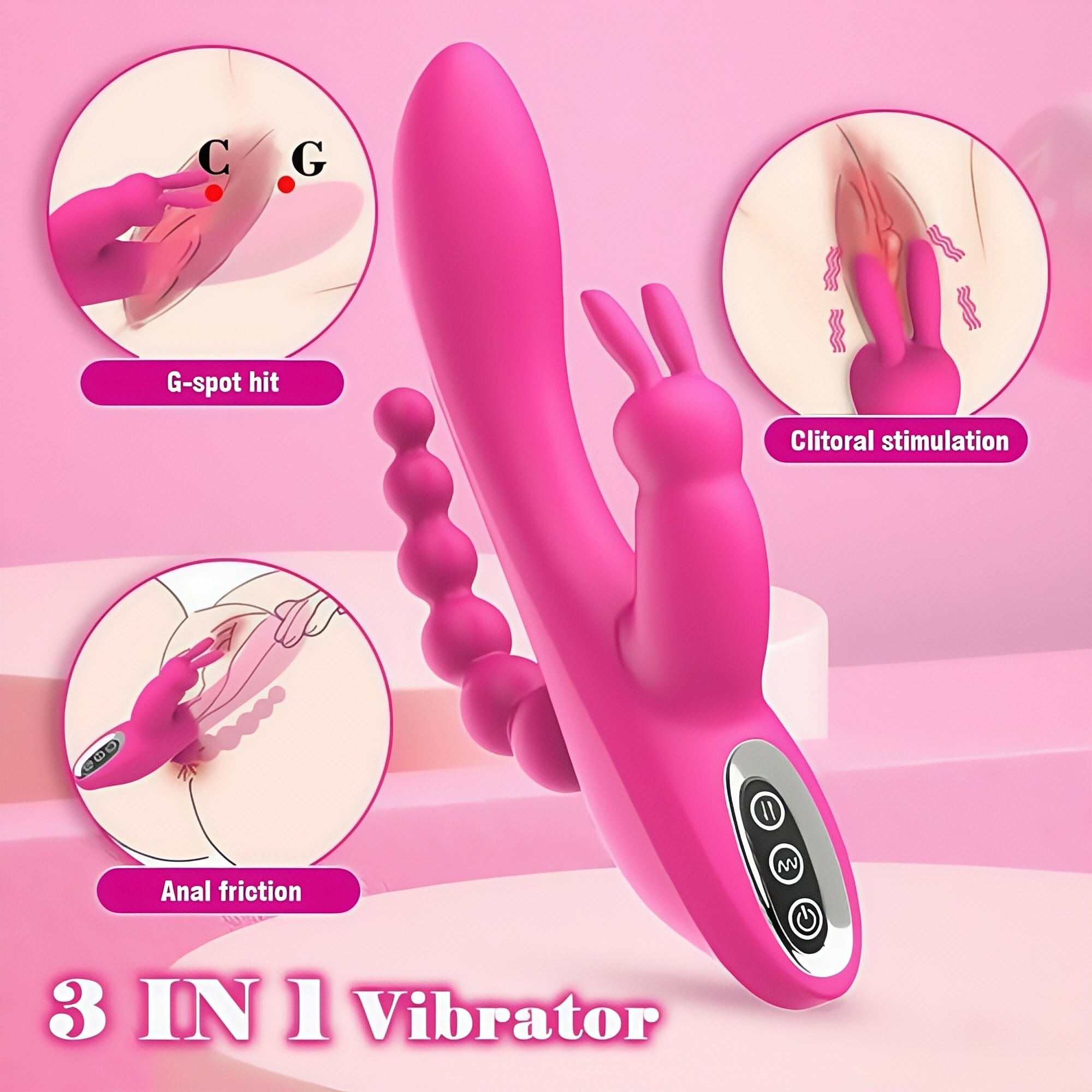 Joyomas - 12 speeds Triple G-spot Rabbit Anal Vibrator
