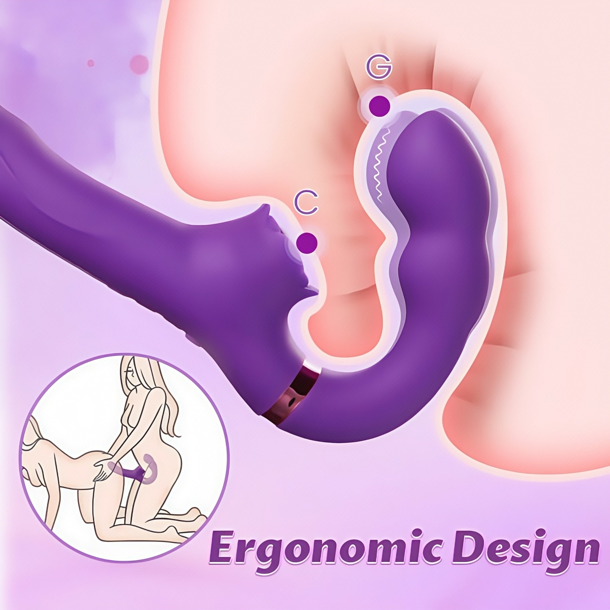 Joyomas - Loria for Couples 10 Tapping & Vibrating G-spot Clit Stimulator Strapless Double-ended Remote Control Dildo