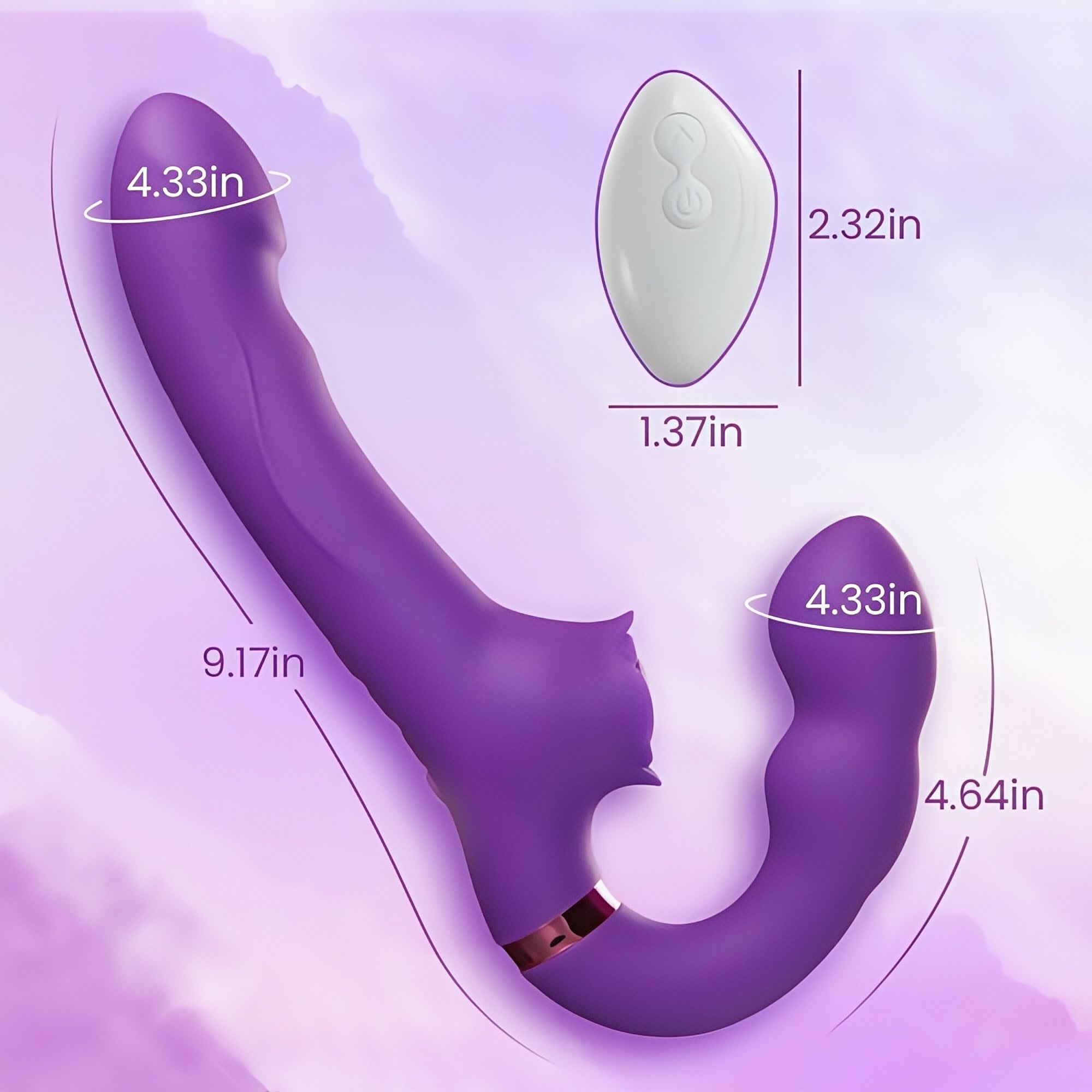 Joyomas - Loria for Couples 10 Tapping & Vibrating G-spot Clit Stimulator Strapless Double-ended Remote Control Dildo