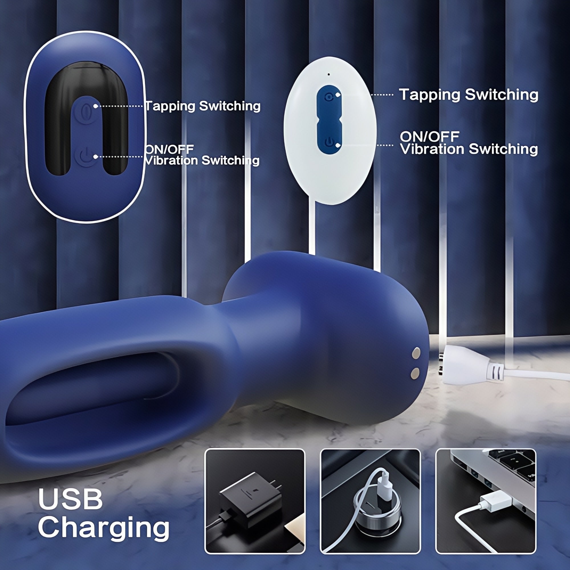 Joyomas - 10 Tapping 10 Vibrating Pointed Design Anal Toy with Remote Control