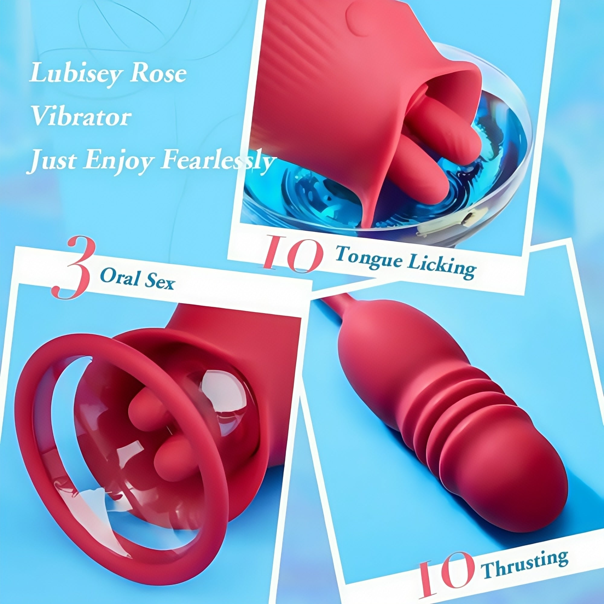 Joyomas - Consolador vibrador Angela Rose de 10 pulgadas con estimulación del clítoris y los pezones para lamer y empujar la lengua