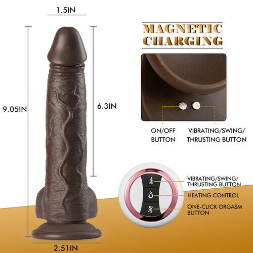 Joyomas - 8 Thrusting & Vibrating & Swing Realistic Black Dildo 8.70 Inch