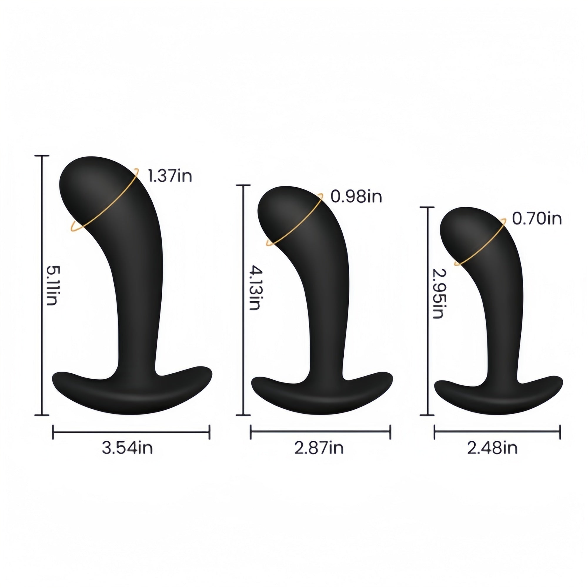 Joyomas - 3 PCS Silicone Bend Head Butt Plugs