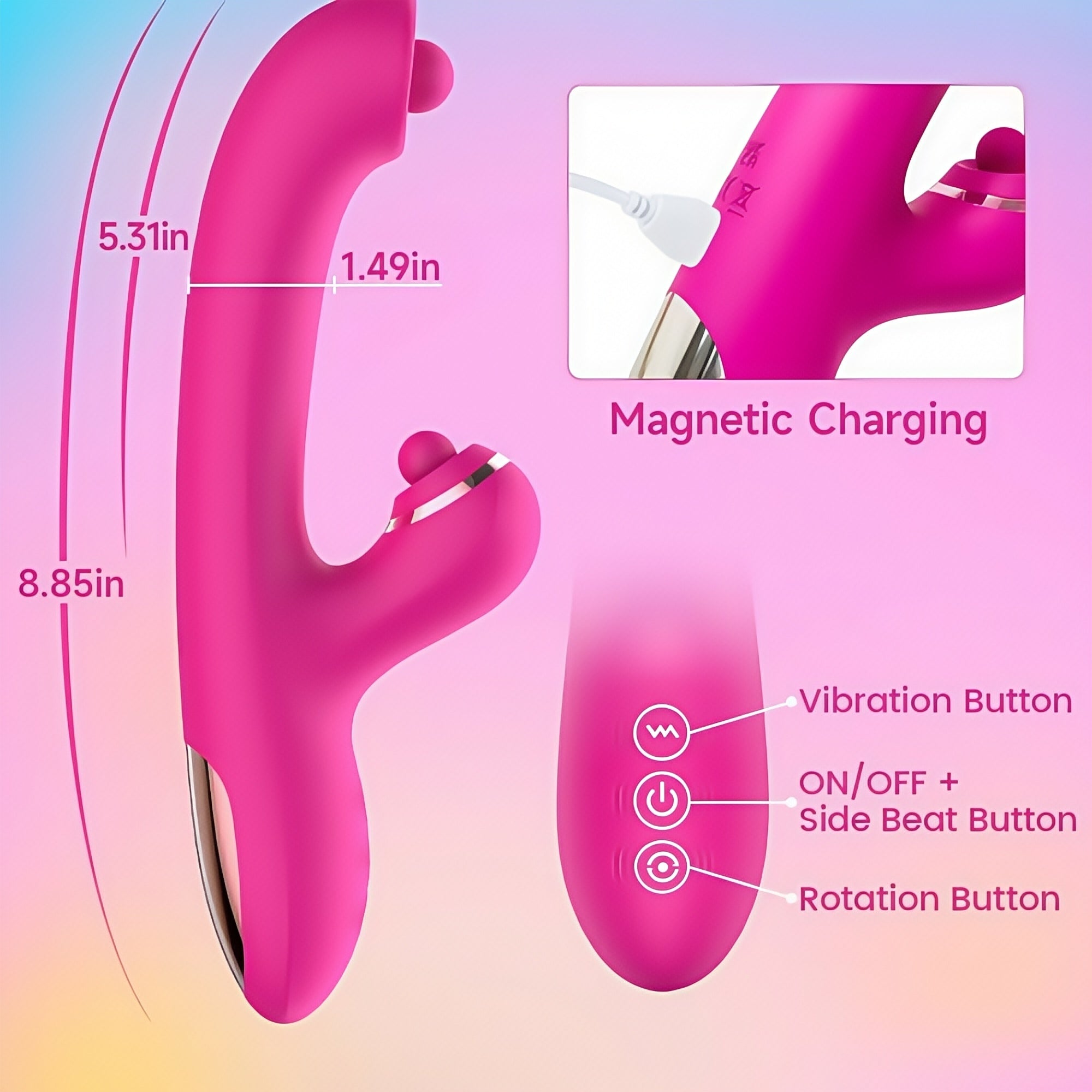 Joyomas - G spot Vibrator with Dual-Ball Clit 7 Vibrating Tapping & 10 Rotating Stimulator