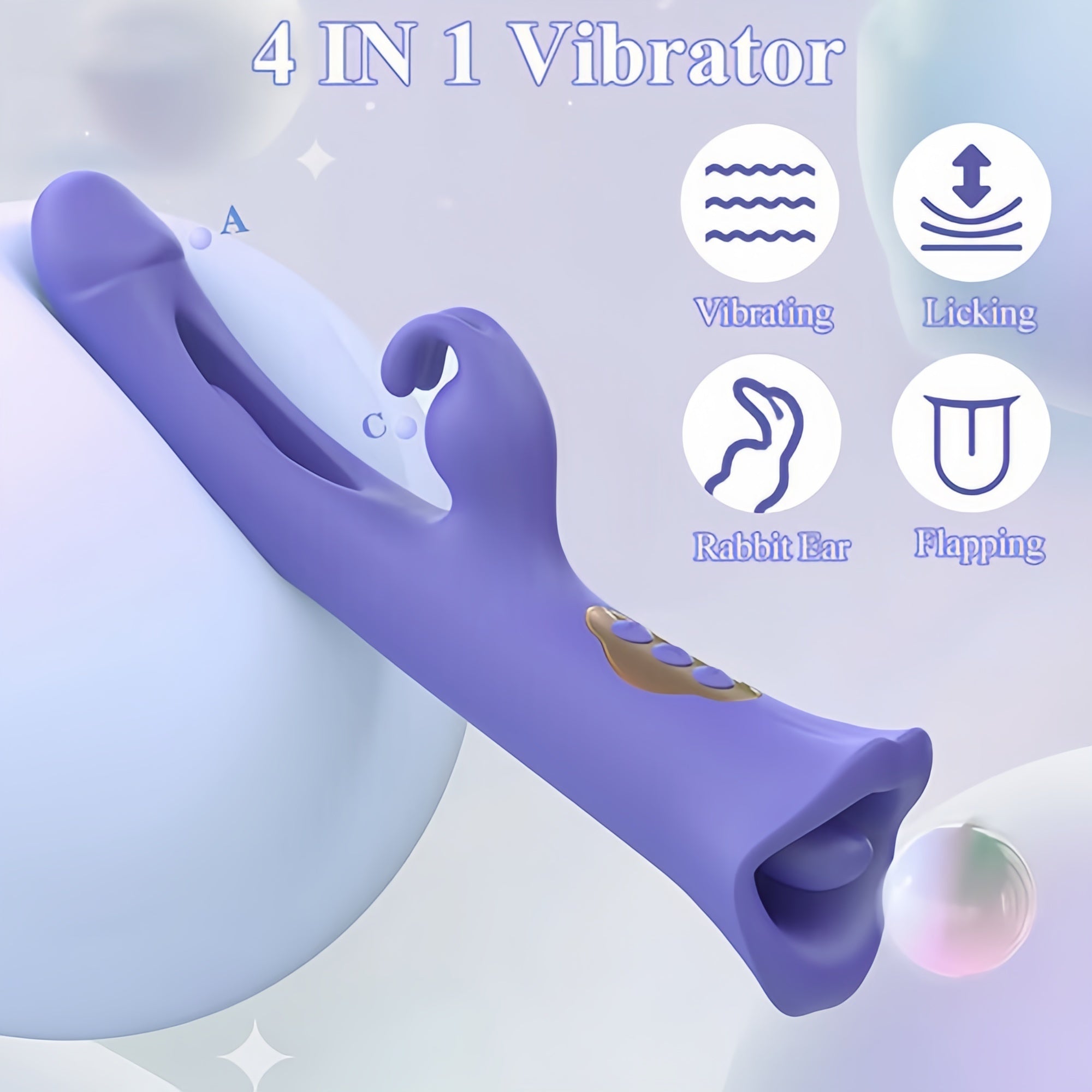 Joyomas - Clit Nipple Anal Stimulation Rabbit Licking Vibrating Flapping 4 IN 1 Stimulator
