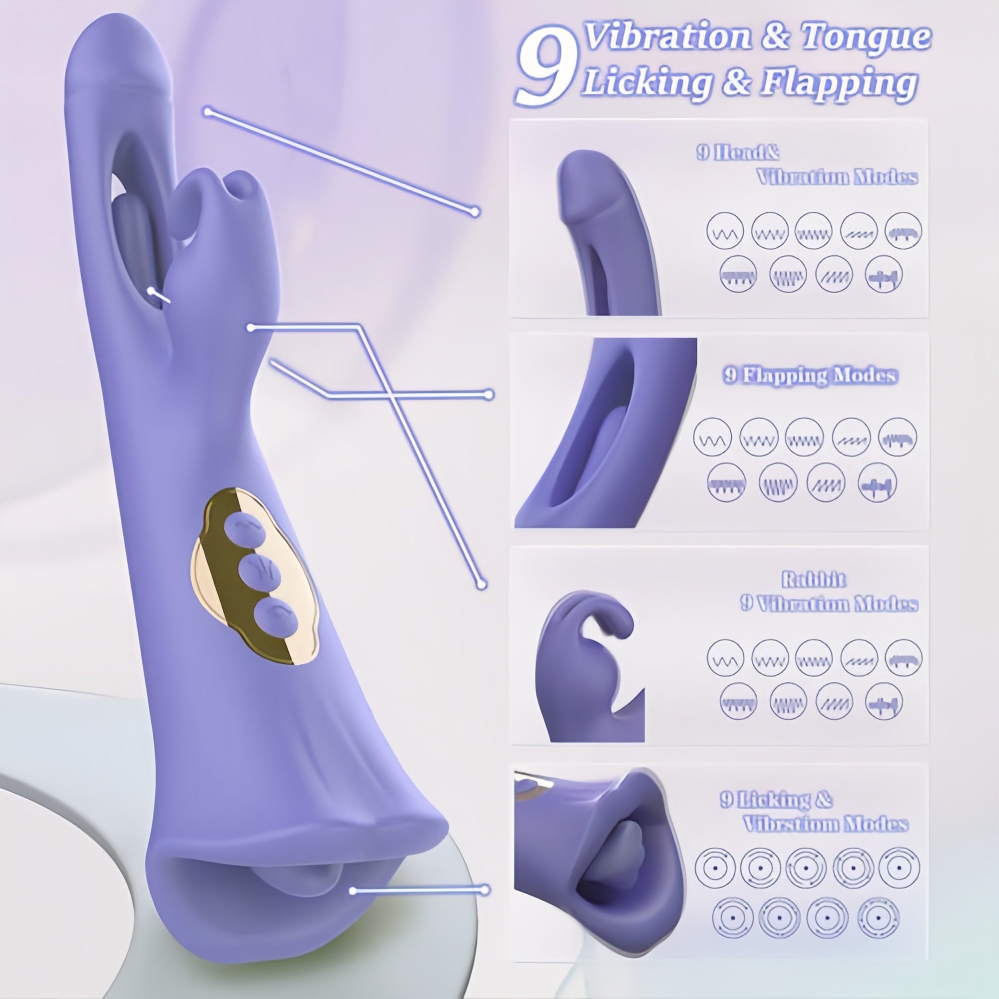 Joyomas - Clit Nipple Anal Stimulation Rabbit Licking Vibrating Flapping 4 IN 1 Stimulator