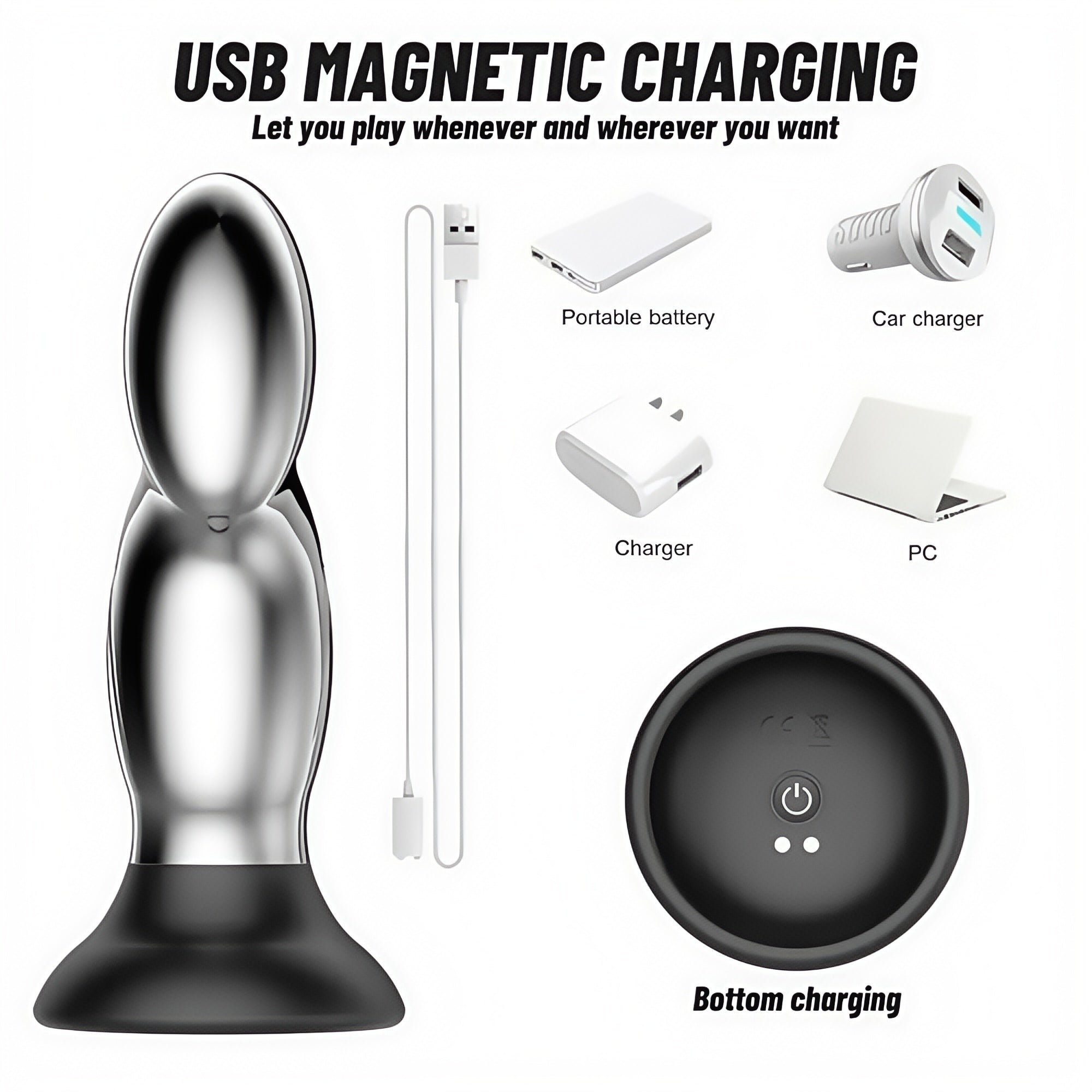Joyomas - Aluminum 10 Vibrating Remote Control Anal Vibrator with Suction Base