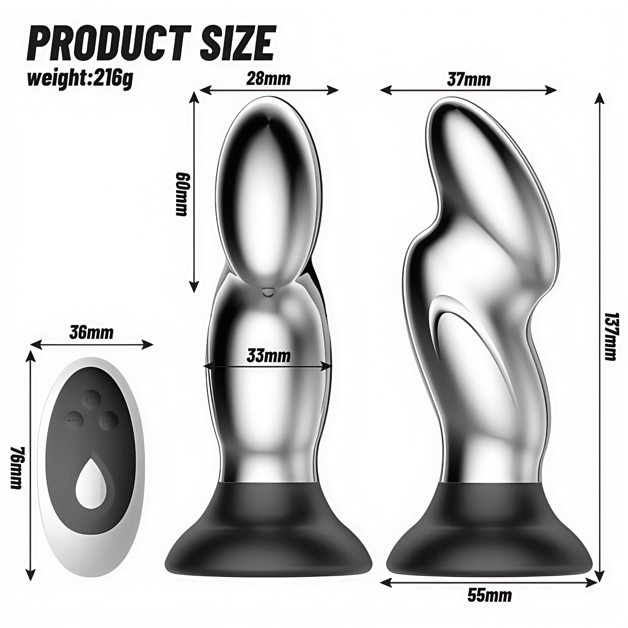 Joyomas - Aluminum 10 Vibrating Remote Control Anal Vibrator with Suction Base
