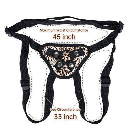 Joyomas - Leopard Print Adjustable Strap-On Harness with Two Different Sizes O-rings