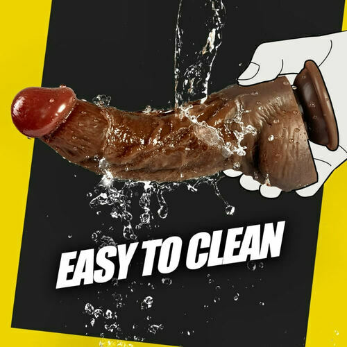 Joyomas - 7.87 Inch Realistic Curved Black Thick Dildo G-spot Stimulation with Suction Cup