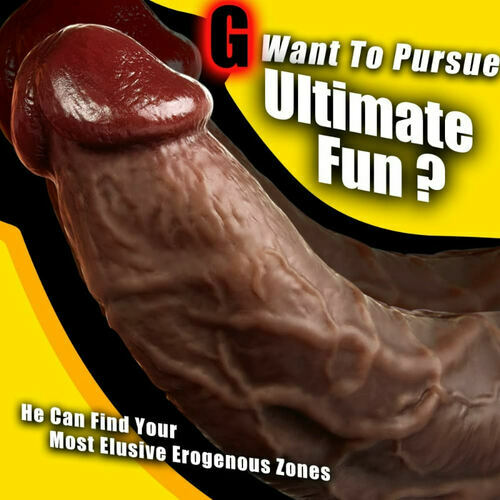 Joyomas - 7.87 Inch Realistic Curved Black Thick Dildo G-spot Stimulation with Suction Cup