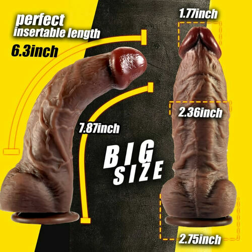 Joyomas - 7.87 Inch Realistic Curved Black Thick Dildo G-spot Stimulation with Suction Cup