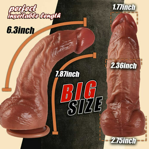 Joyomas - 7.87 Inch Realistic Curved Nude Thick Dildo G-spot Stimulation with Suction Cup